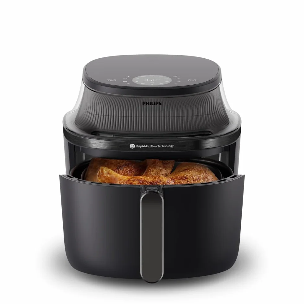 Philips Ovi Seria 3000 – Premium Airfryer, 6,2 l z okienkiem, technologia RapidAir Plus, 16 sposobów gotowania, o 90% mniej tłuszczu, łatwe czyszczenie, ekran dotykowy, oszczędność energii (NA330/00)