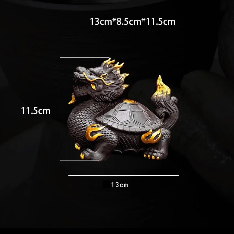 Zwierzęta herbaciane Purple Sand Dragon Turtle Tea Czapka z daszkiem, dekoracja wejściowa, domowy stolik do herbaty, zestaw do herbaty Kung Fu, Zen Ceremonia herbaty Figurki dla zwierząt domowych (A)