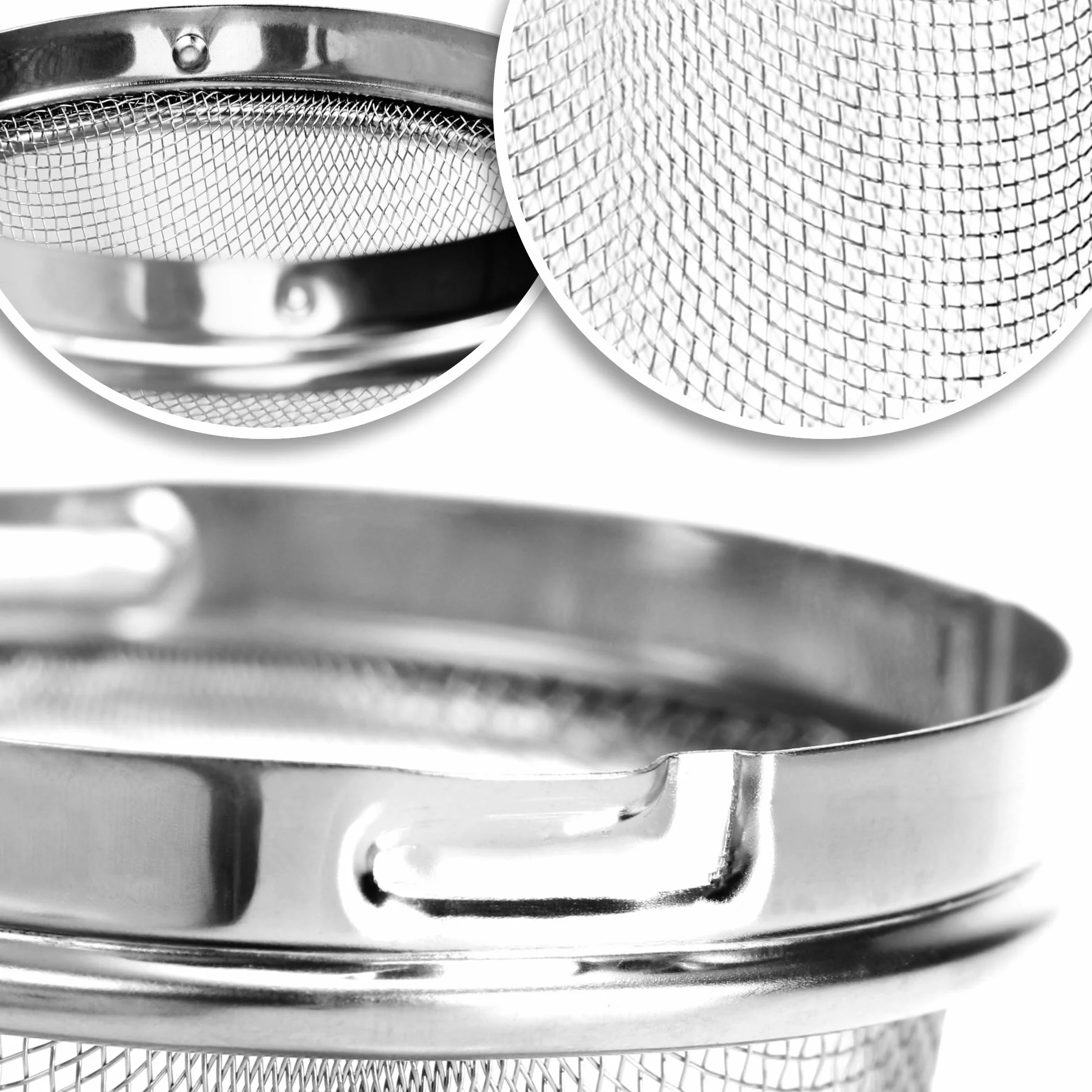 COM-FOUR® 2x sitko do herbaty wykonane ze stali nierdzewnej 304 - zaparzacz do herbaty Ø 6,5 cm do herbaty sypanej, przypraw i ziól - filtr do herbaty o drobnych oczkach z lancuszkiem