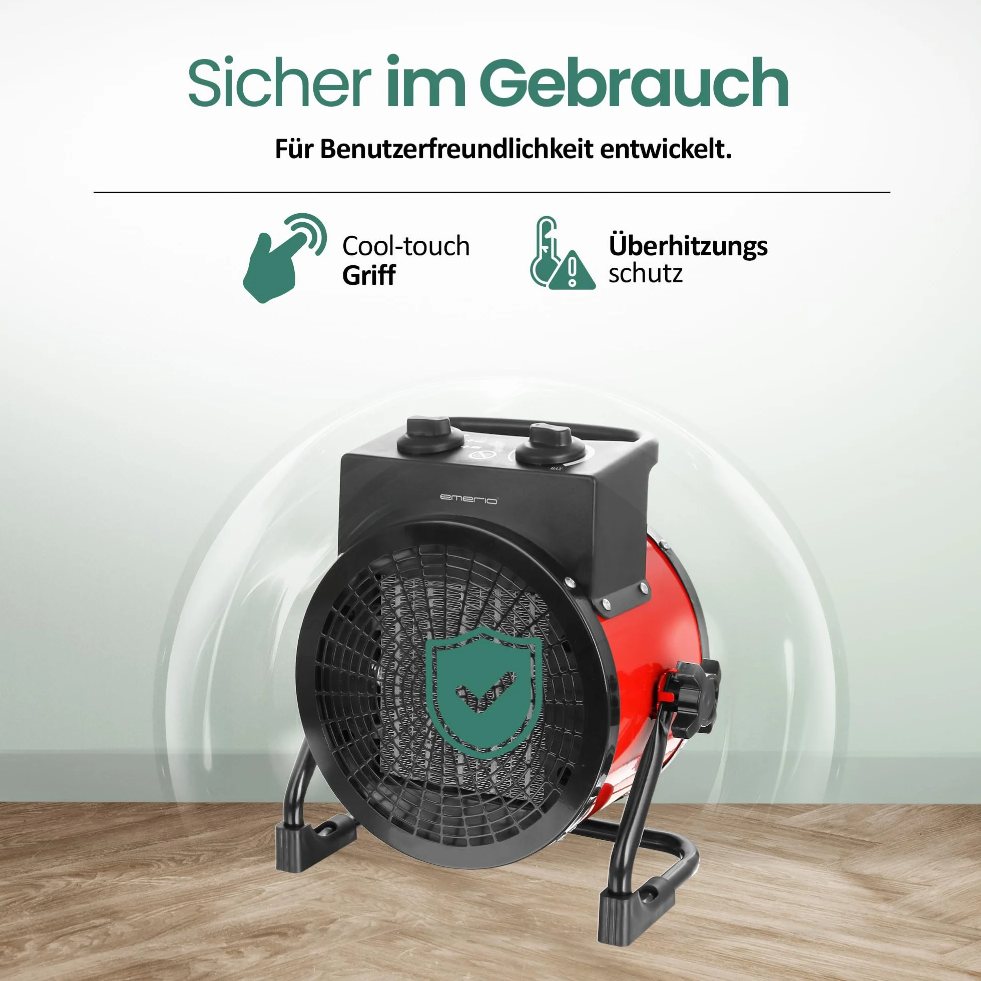 EMERIO - Power termowentylator 3000 W – ceramiczny grzejnik – turbo elektryczna dmuchawa grzewcza z zabezpieczeniem przed przegrzaniem – mocny – 2 stopnie ogrzewania – do domu, warsztatu, mieszkania,