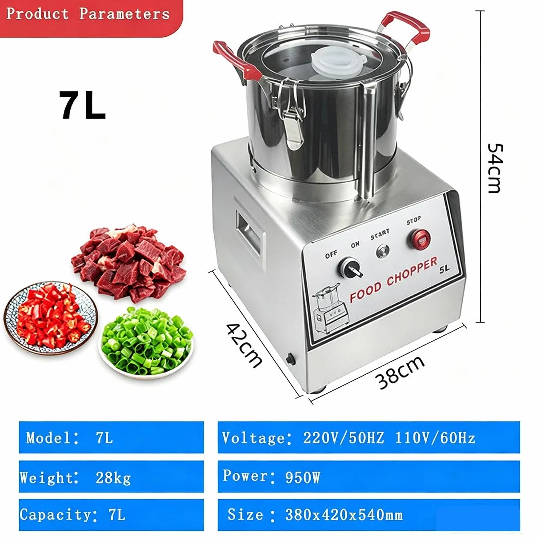 5L/7L/10L/15L komercyjny siekacz do żywności, 950W/1100W/1800W elektryczny robot kuchenny ze stali nierdzewnej, wielofunkcyjna maszynka do mięsa i warzyw do kuchni restauracyjnej (7l)