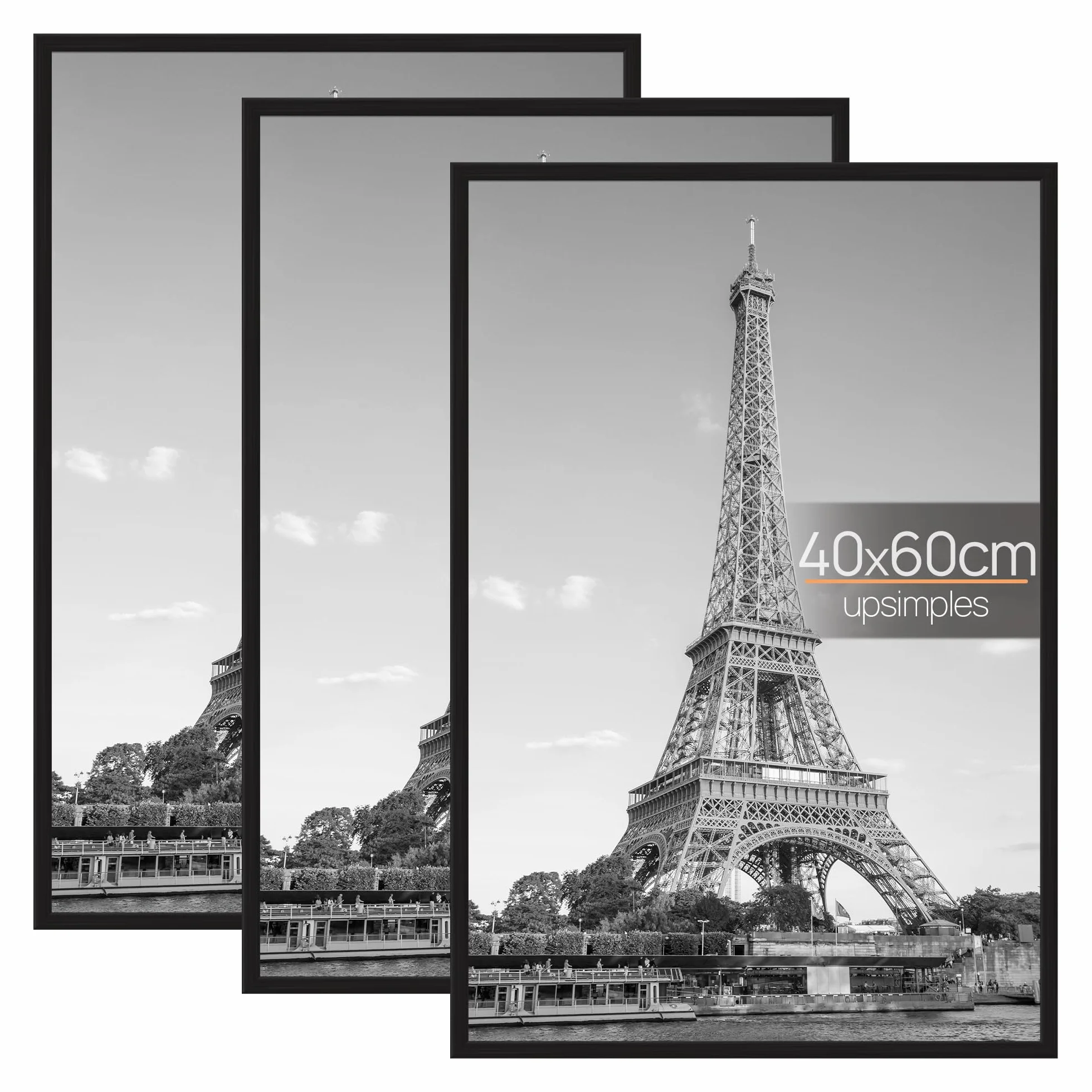 upsimples 3 Pack ramek na zdjęcia 40x60, 40x60 cm rama na zdjęcia czarna do fotogalerii, wkładka, montaż poziomy lub pionowy na ścianie