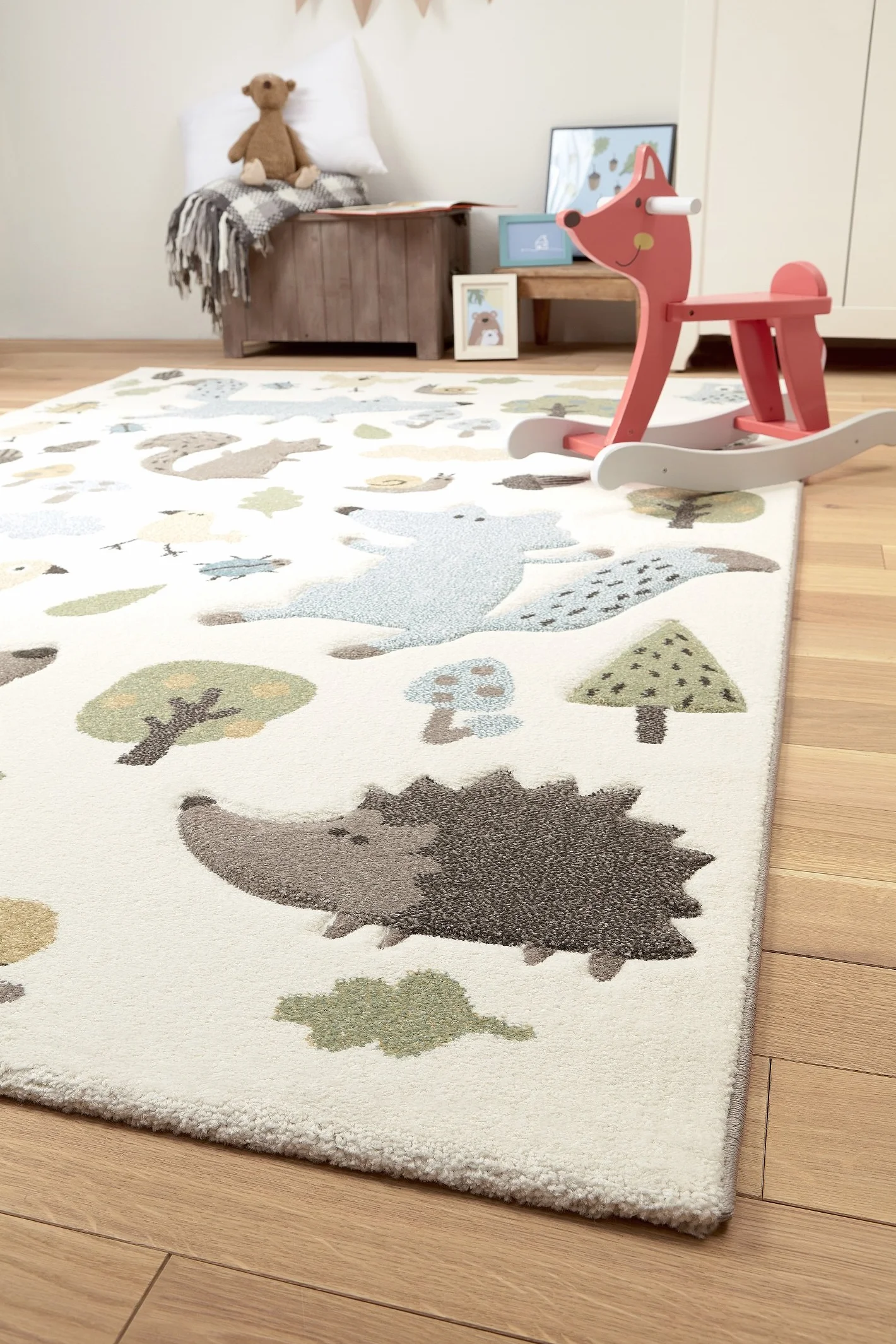 Wecon Home Sigikid I nowoczesny dywan dziecięcy z krótkim włosiem, do pokoju dziecięcego dla dziewcząt i chłopców, Forest I SK-21965-060, biały, taupe, szary, zielony, żółty, (200 x 290 cm)
