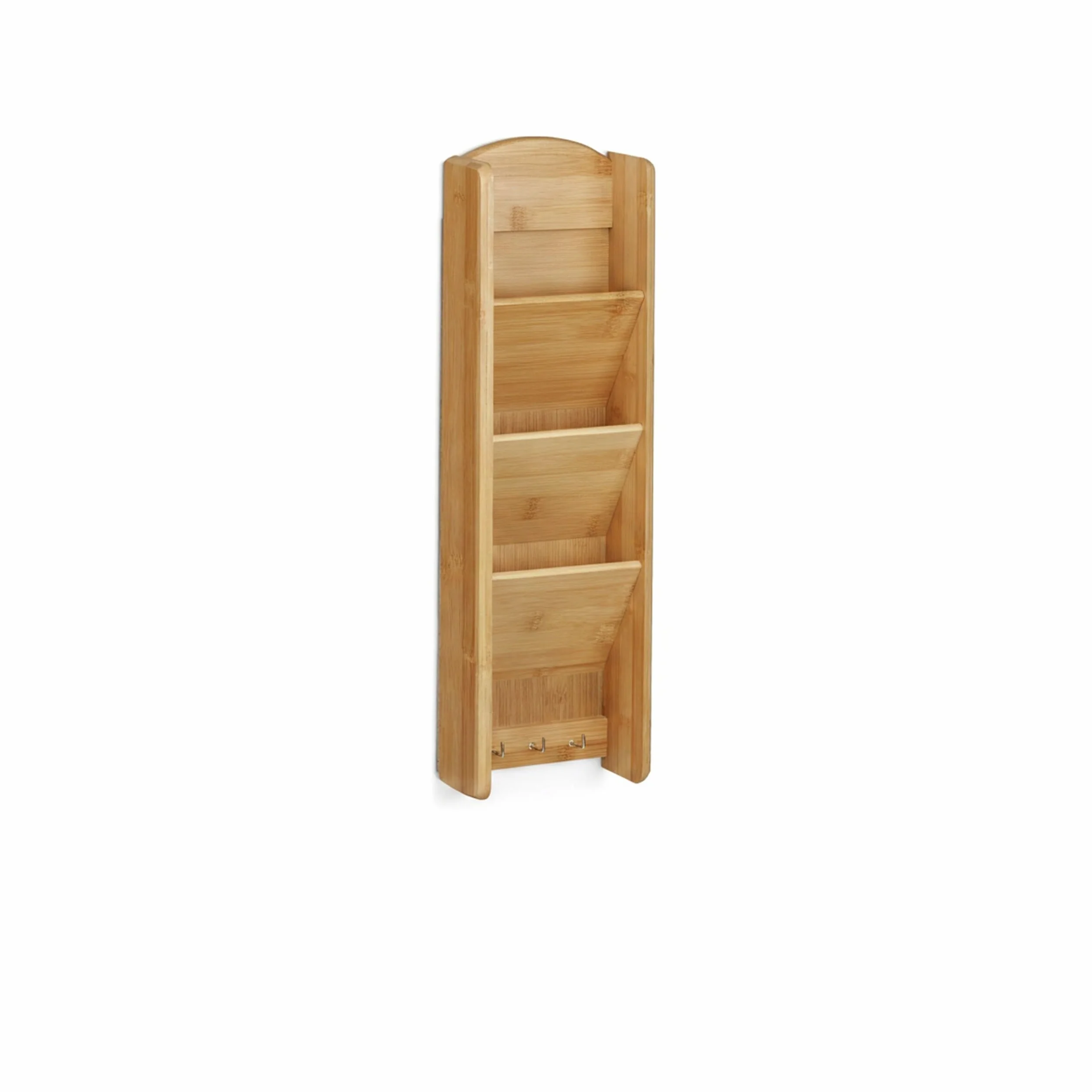 Relaxdays Tablica na klucze z półką, 3 przegródki, organizer ścienny, 7,5 x 15 x 49,5, drewno, naturalne