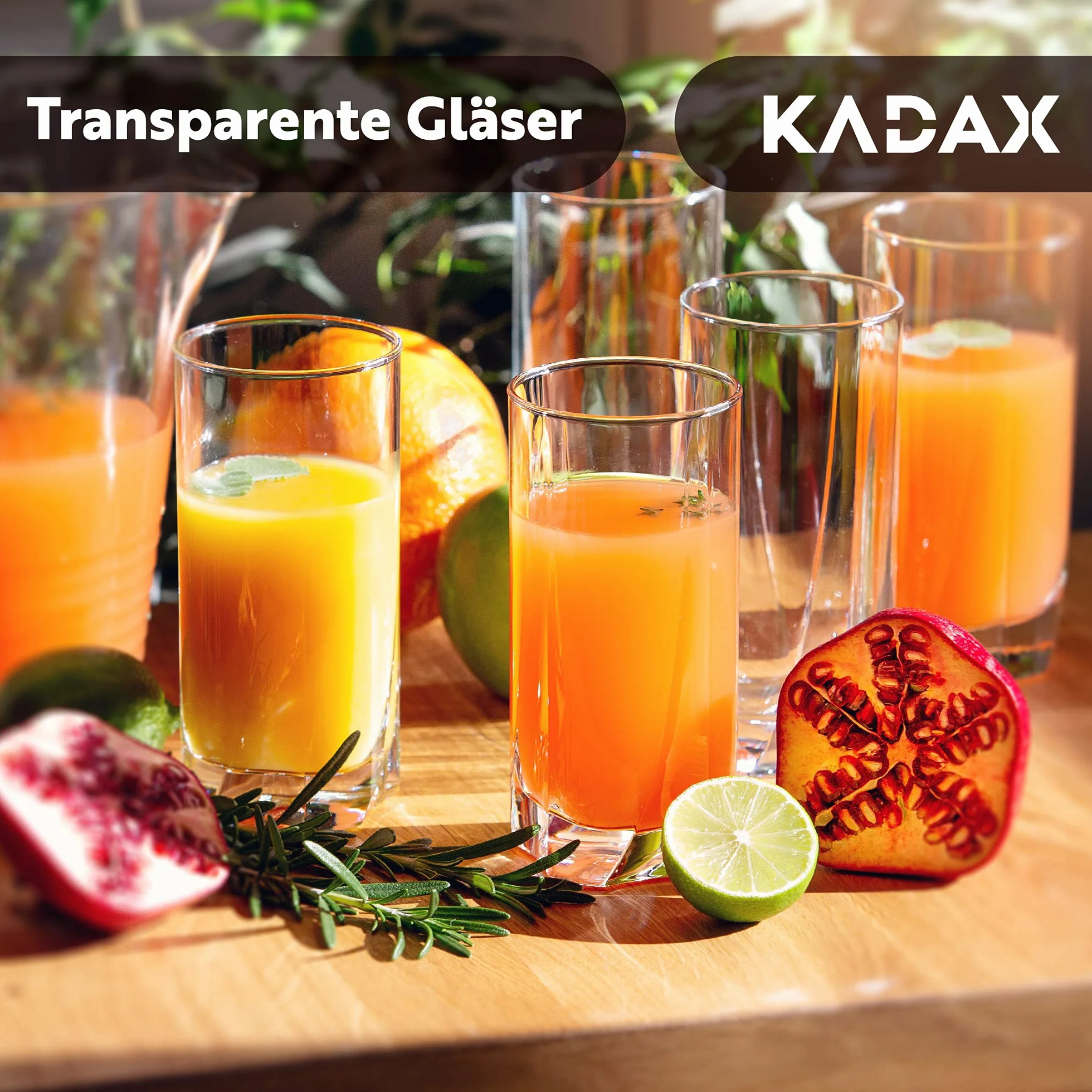 KADAX Zestaw 6 szt. Szklanki wysokie żłobione 380 ml do wody, soku i drinków oferują pewny chwyt dzięki żłobieniu, a grube ścianki zwiększają wytrzymałość.