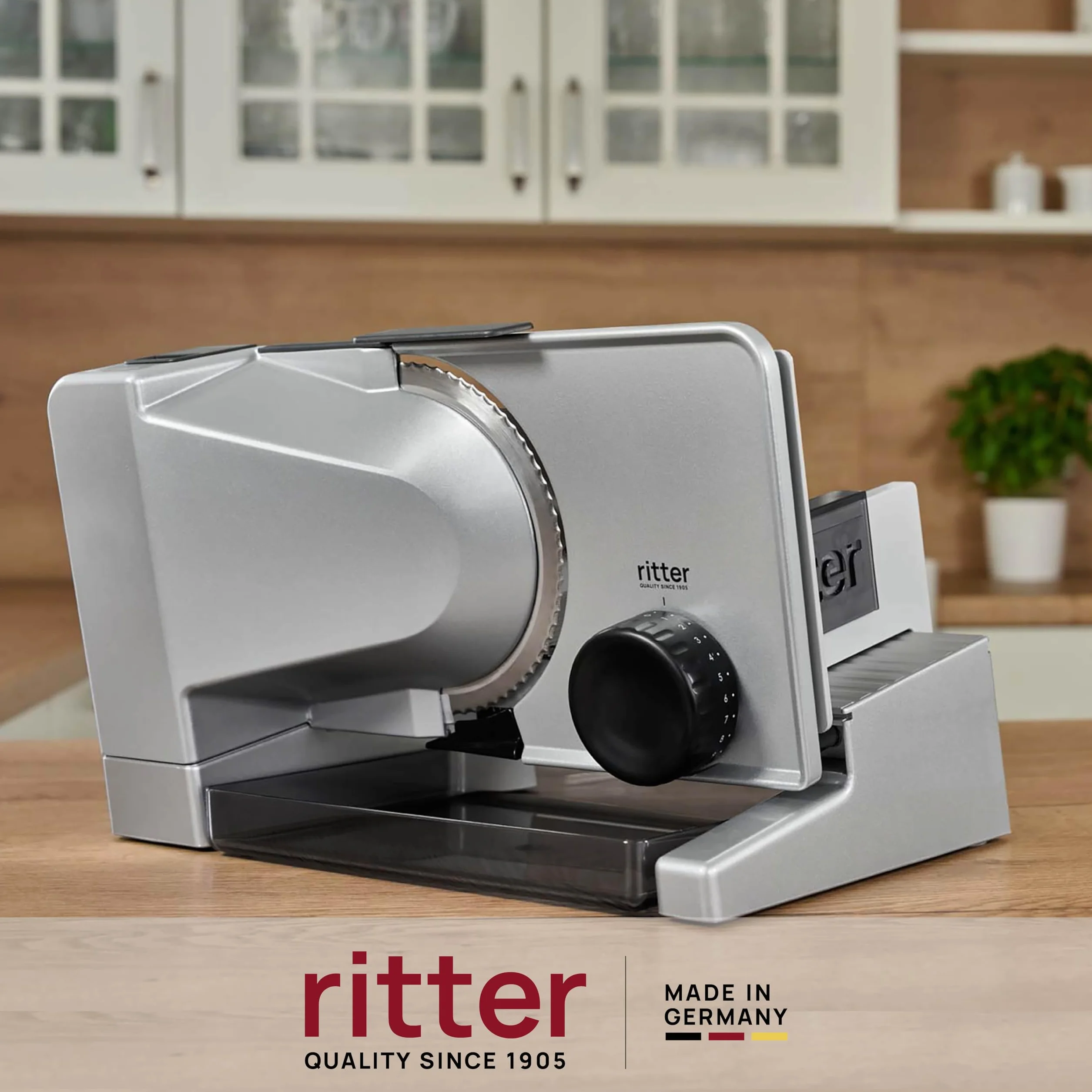 ritter serano 5 elektryczna krajalnica do chleba, wędlin i sera, całość z metalu, Made in Germany