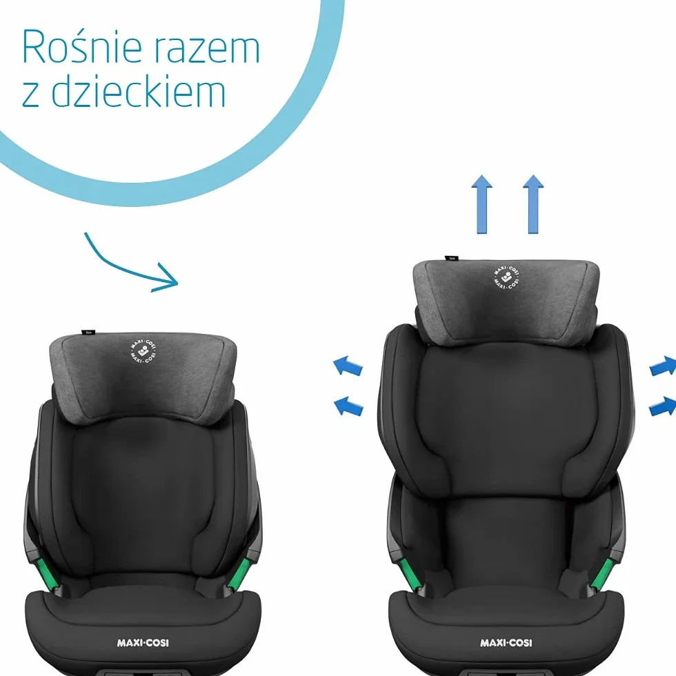 Maxi-Cosi Kore i-Size Fotelik samochodowy, 3,5–12 lat, 100–150 cm, ISOFIX Fotelik dla dziecka, Regulacja wysokości/szerokości, System ochrony bocznej Plus, Szybkie i łatwe zapięcie, Authentic Black