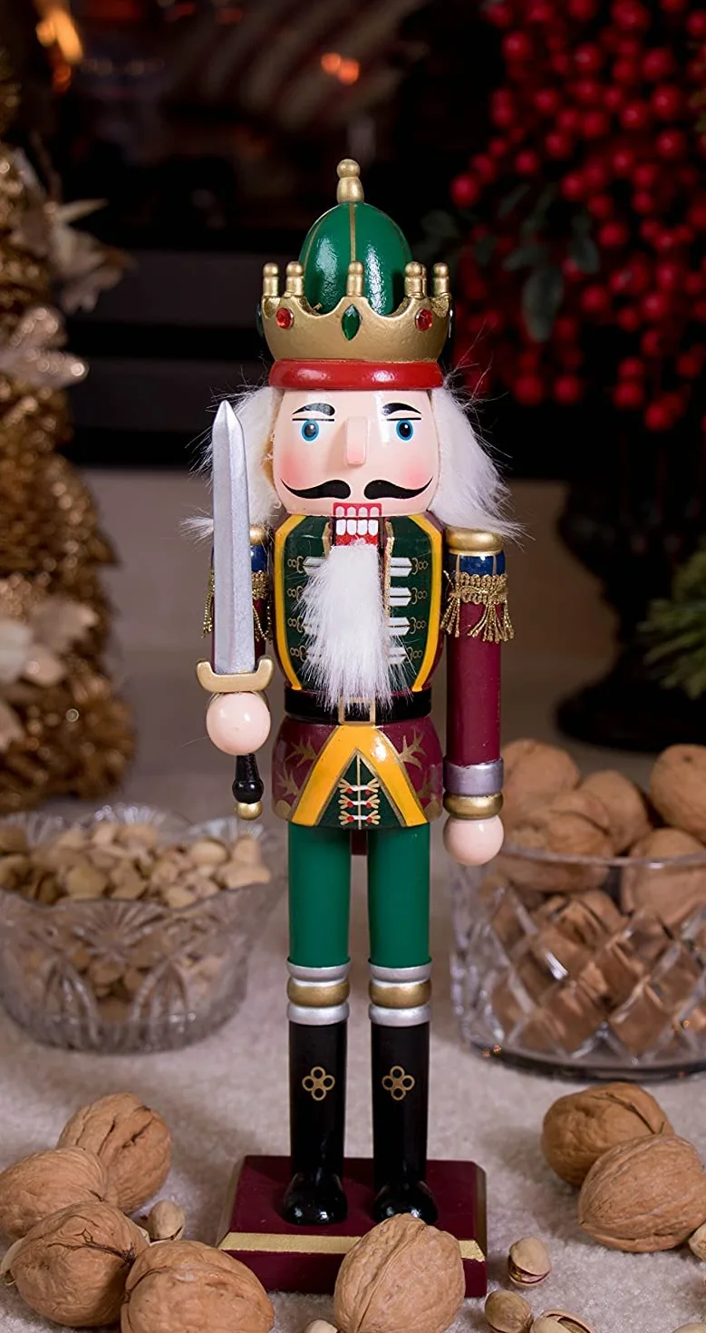 KAHEIGN Drewniany dziadek do orzechów, 2 style, 30 cm, świąteczne tradycyjne figurki dziadka do orzechów, wysokiej jakości, malowane drewno sosnowe, żołnierz do domu, kominka, dekoracja na imprezę