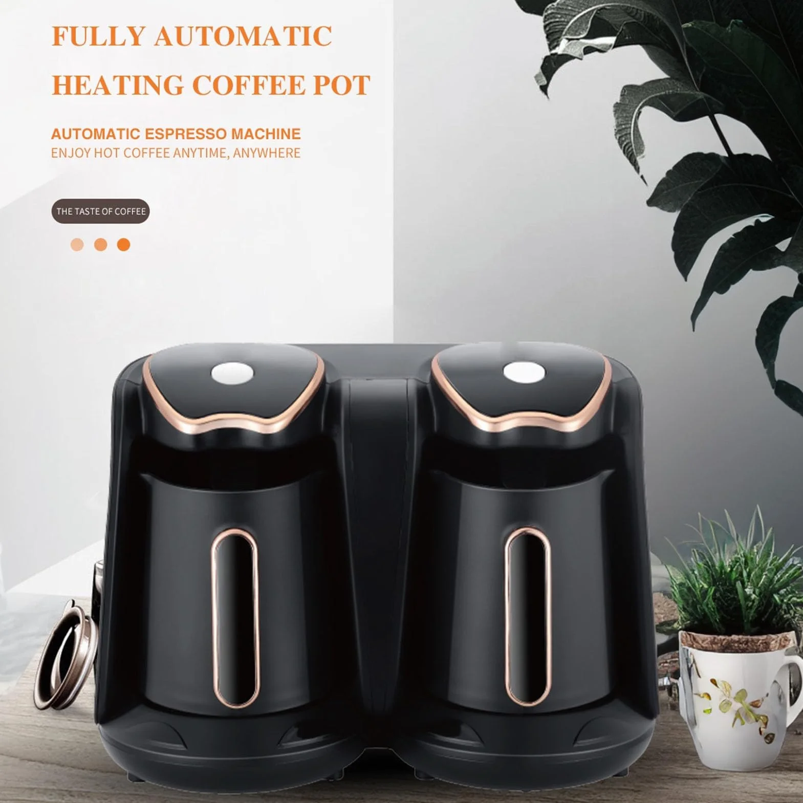 Emoshayoga Elektryczny Turecki Ekspres do Kawy o Mocy 1200 W z podwójną komorą do Parzenia Aromatów W Domu z 2 Filiżankami