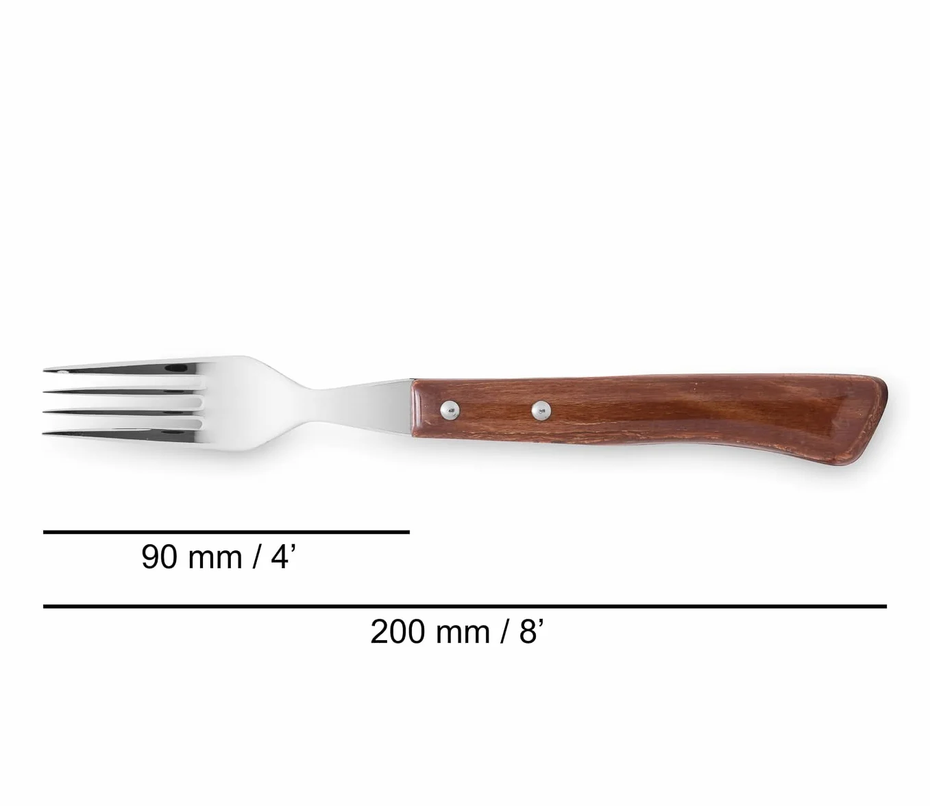 Arcos Noże stołowe Widelec do steków Stal nierdzewna 18/10 200 mm Brązowy nylonowy uchwyt