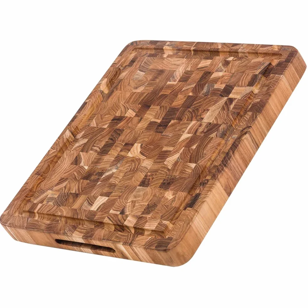 Teak Haus TH311 Billot rzeźnika z rogą na sok, drewno, wielokolorowy, 40 x 30 x 3,8 cm