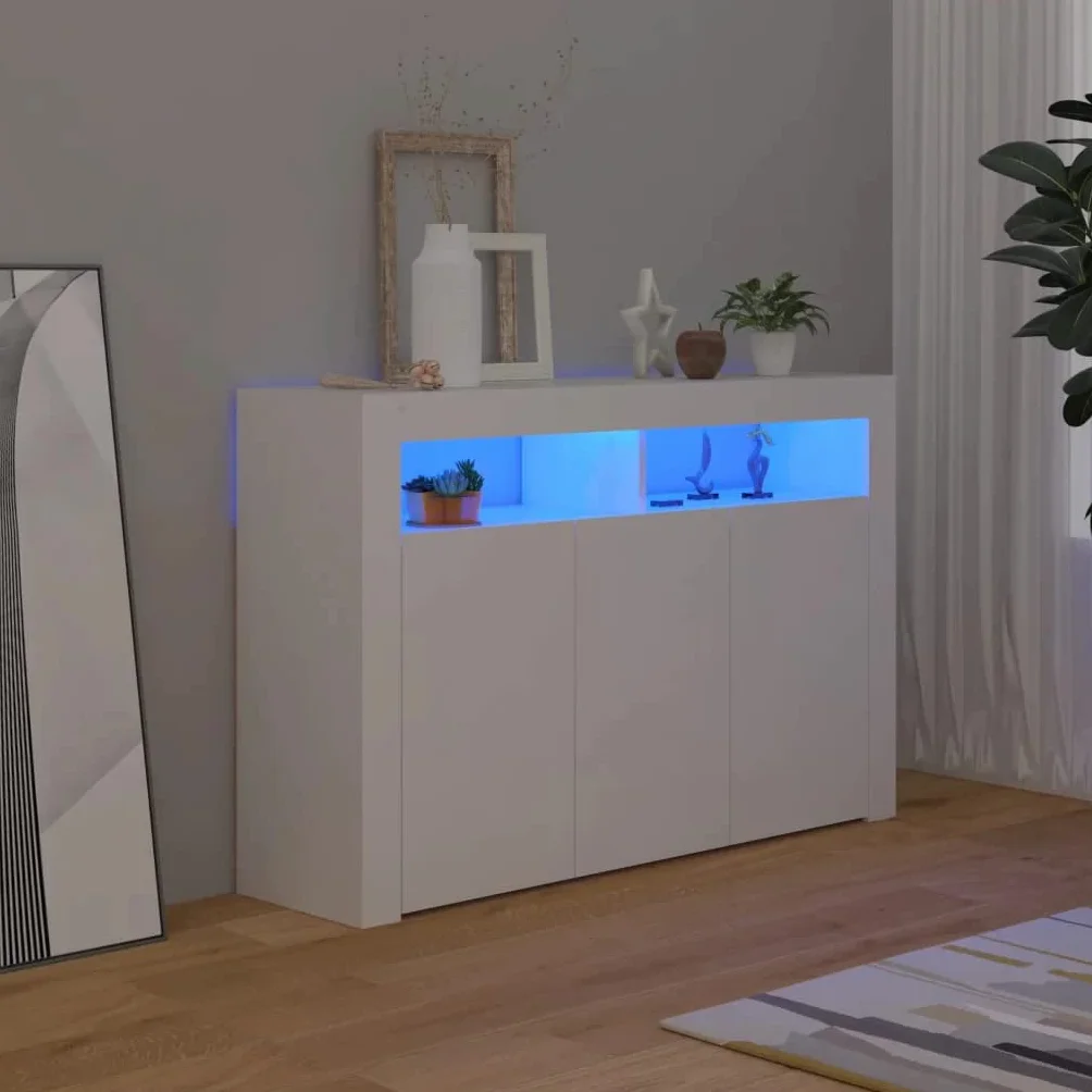 vidaXL Szafka z oświetleniem LED, biała, 115,5 x 30 x 75 cm