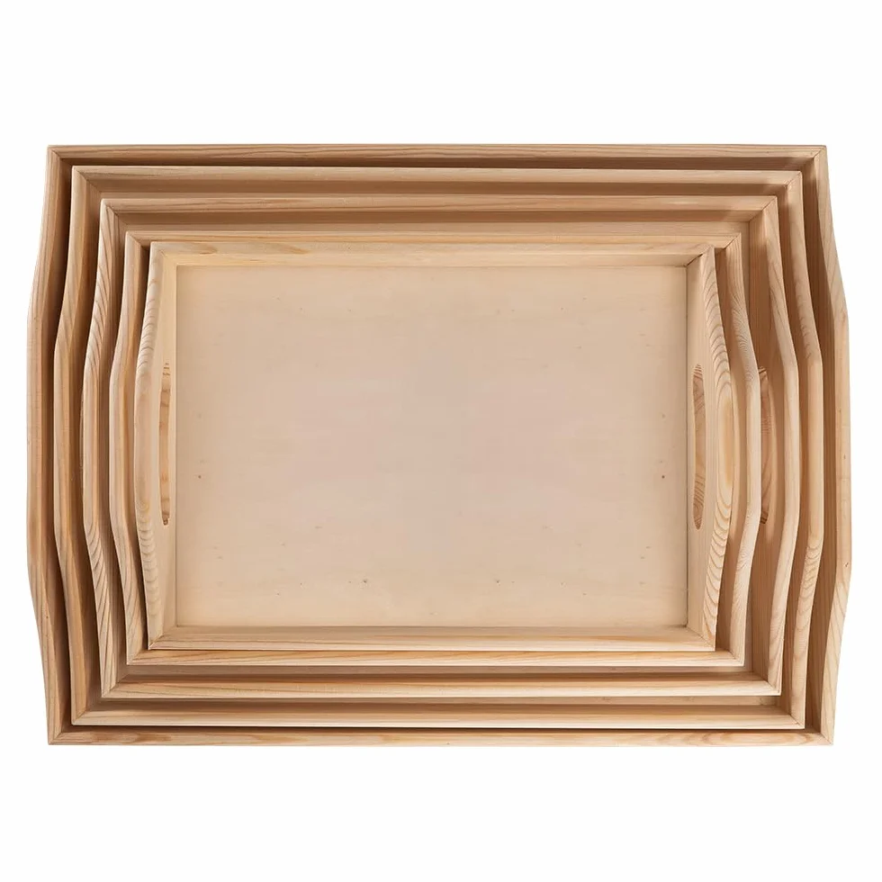 Ideen mit Herz Tace drewniane | 5 sztuk w różnych rozmiarach | taca do serwowania | dekoracja stołu | ozdoba pomieszczenia | dekoracja | taca do decoupage | DIY | rękodzieło | majsterkowanie