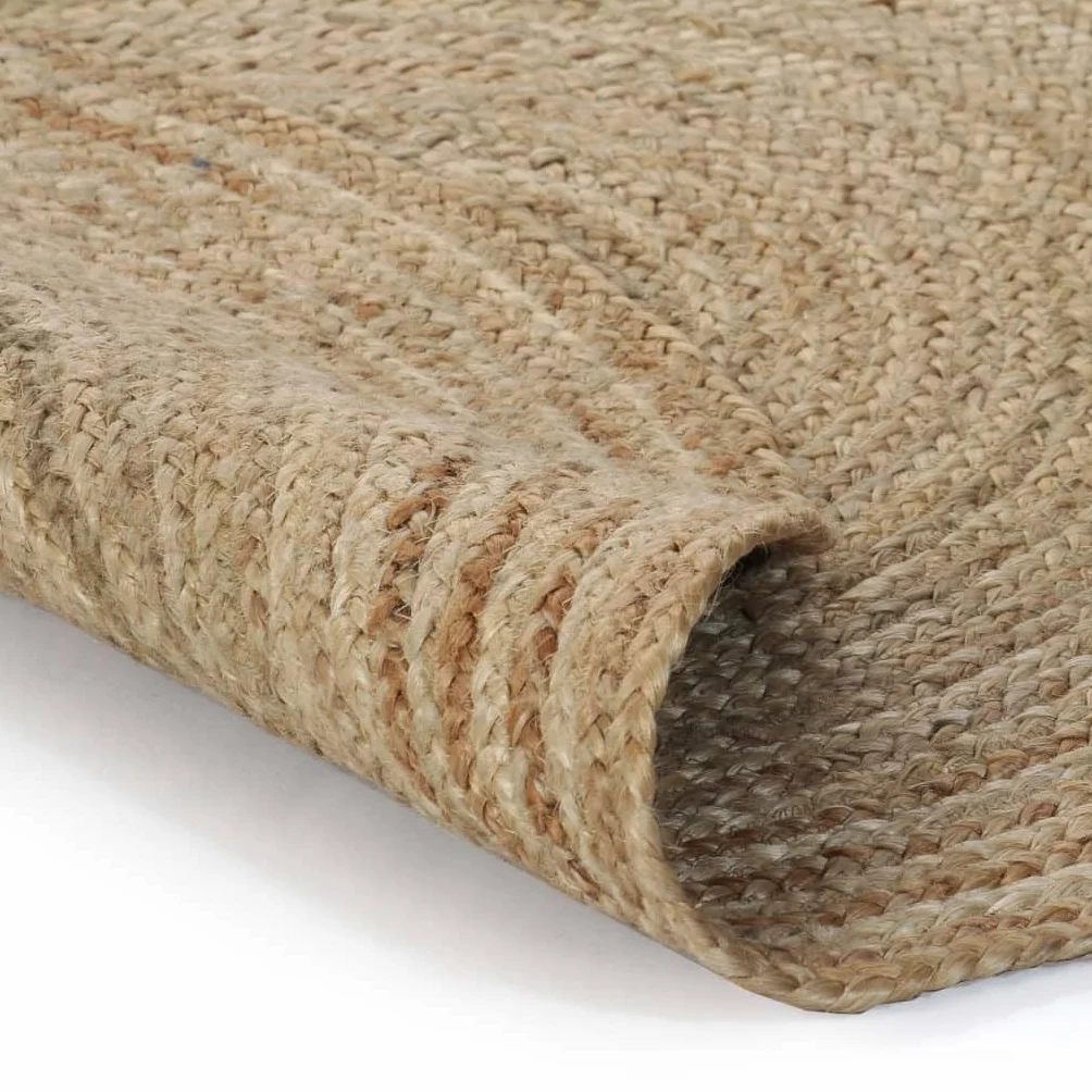 Ręcznie tkany dywan jutowy okrągły 120 cm, pleciony dywan z juty z naturalnego materiału, miękki i trwały, ręcznie wykonany przez doświadczonych rzemieślników, łatwy w pielęgnacji i
