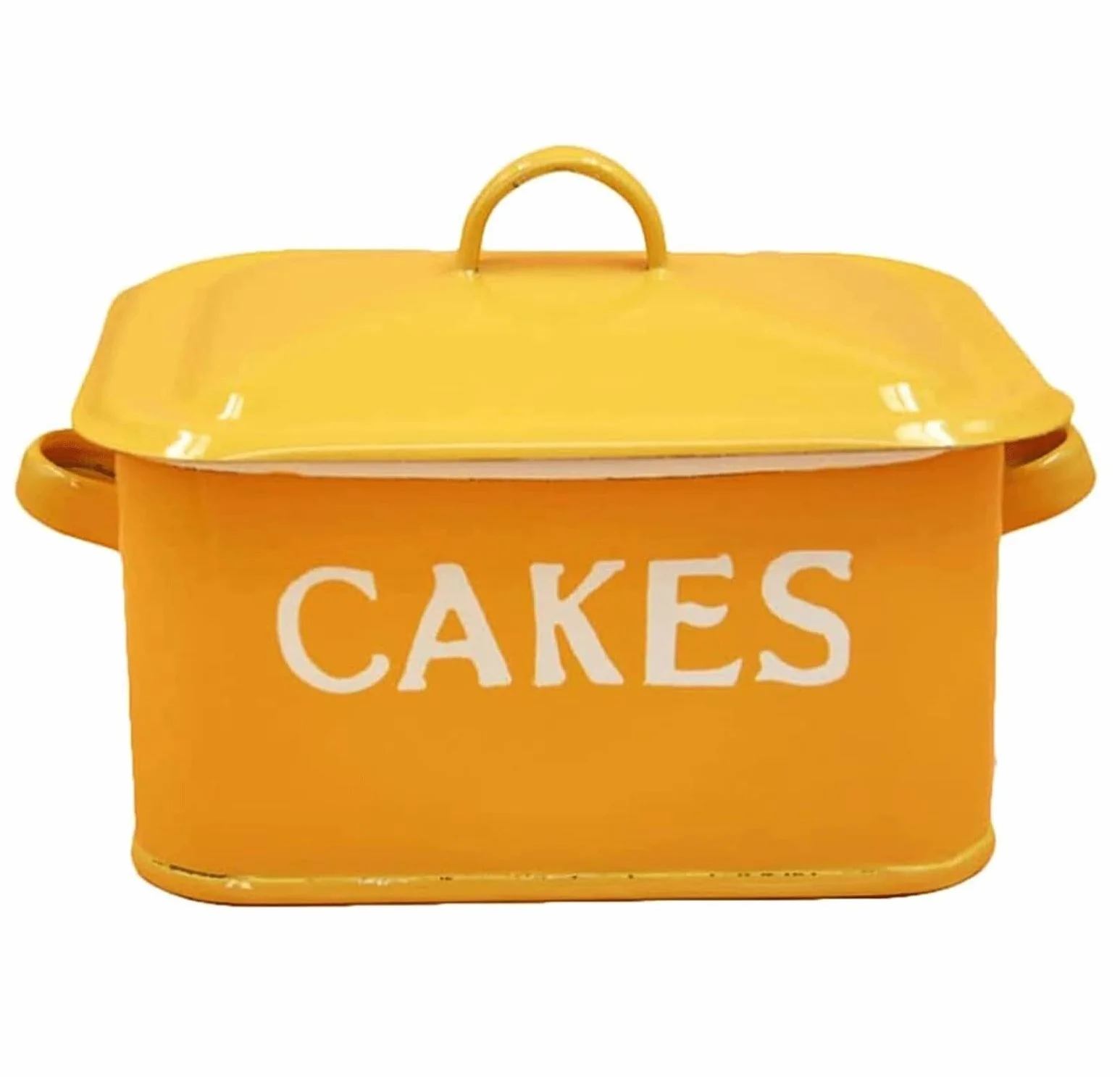 Pojemnik Do Przechowywania Metalowy Pojemnik Na Chleb Retro Nostalgiczny Z Pokrywką I Rękami Uchwyt Wystrój Domu Wiejskiego Do Blatu Kuchennego(Yellow)