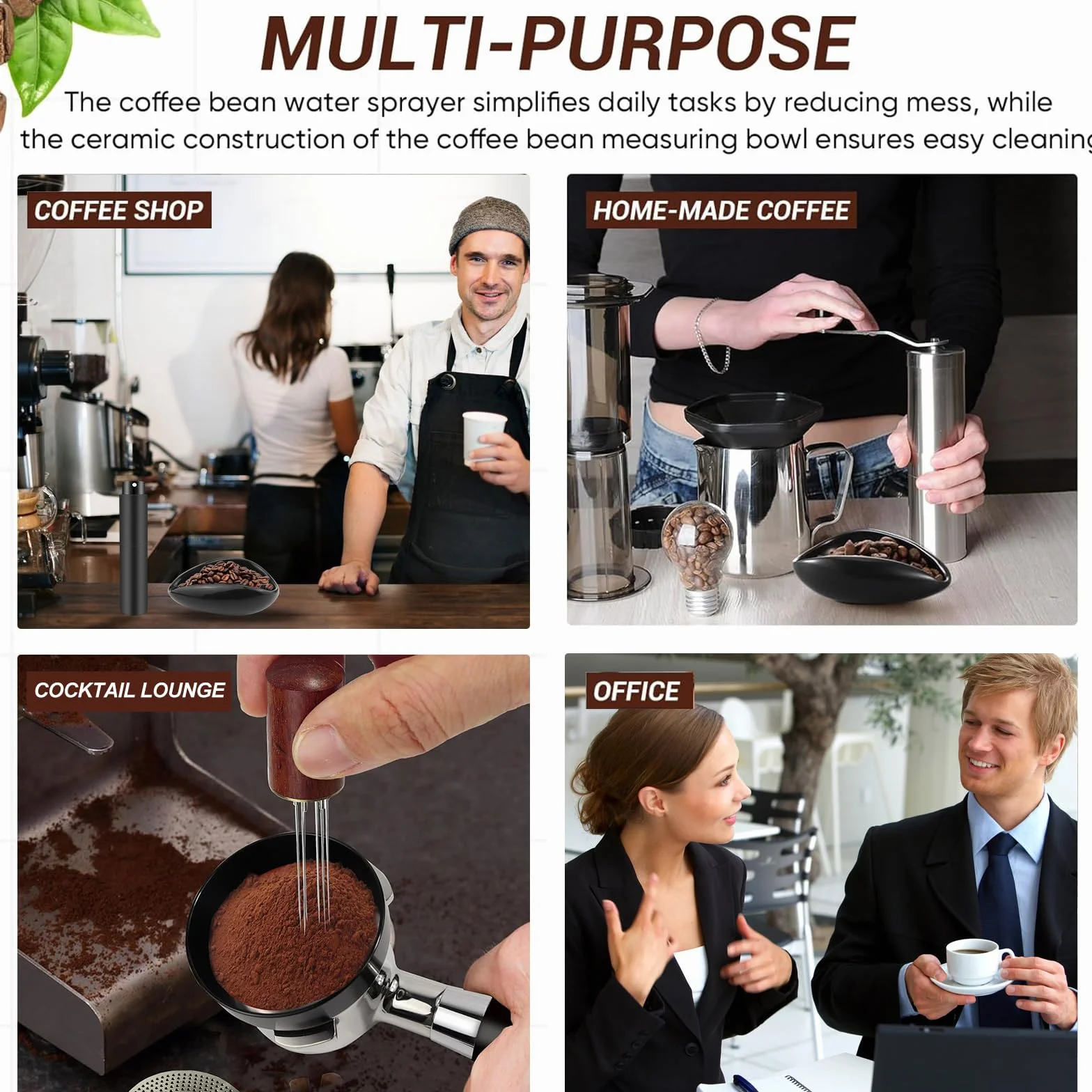 Zestaw kubków dozujących do kawy, 3 szt., czarny zestaw narzędzi Wdt, zawiera drewno Wdt Tool Cup Coffee Dosing, butelka z rozpylaczem RDT do kawy, herbaty i prezentów