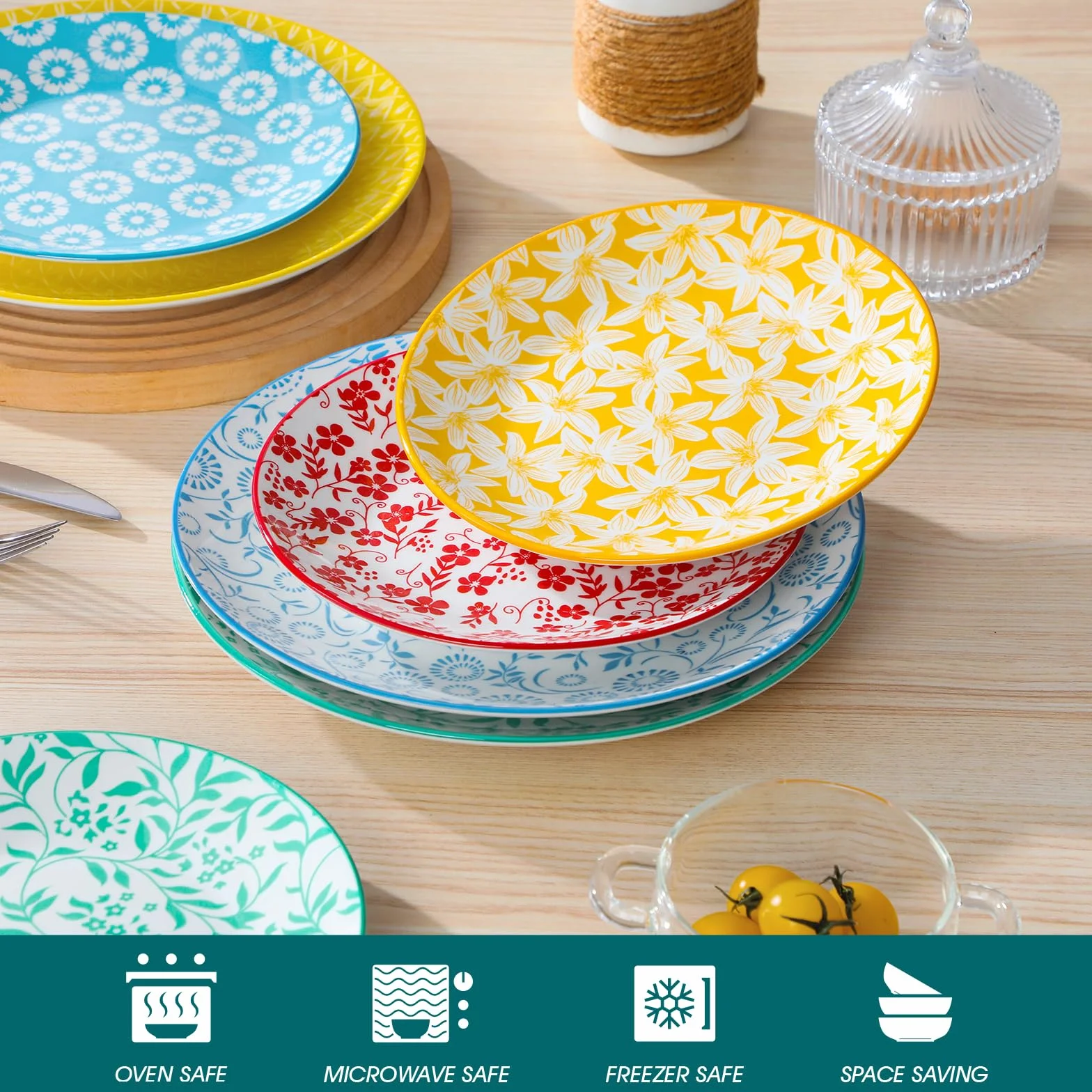 vancasso SELENE Zestaw talerzy dla 6 osób, talerze obiadowe (Ø 26 cm) z pastelowej porcelany, talerze do makaronu, talerze śniadaniowe, zestaw talerzy obiadowych do zmywarki i kuchenki mikrofalowej