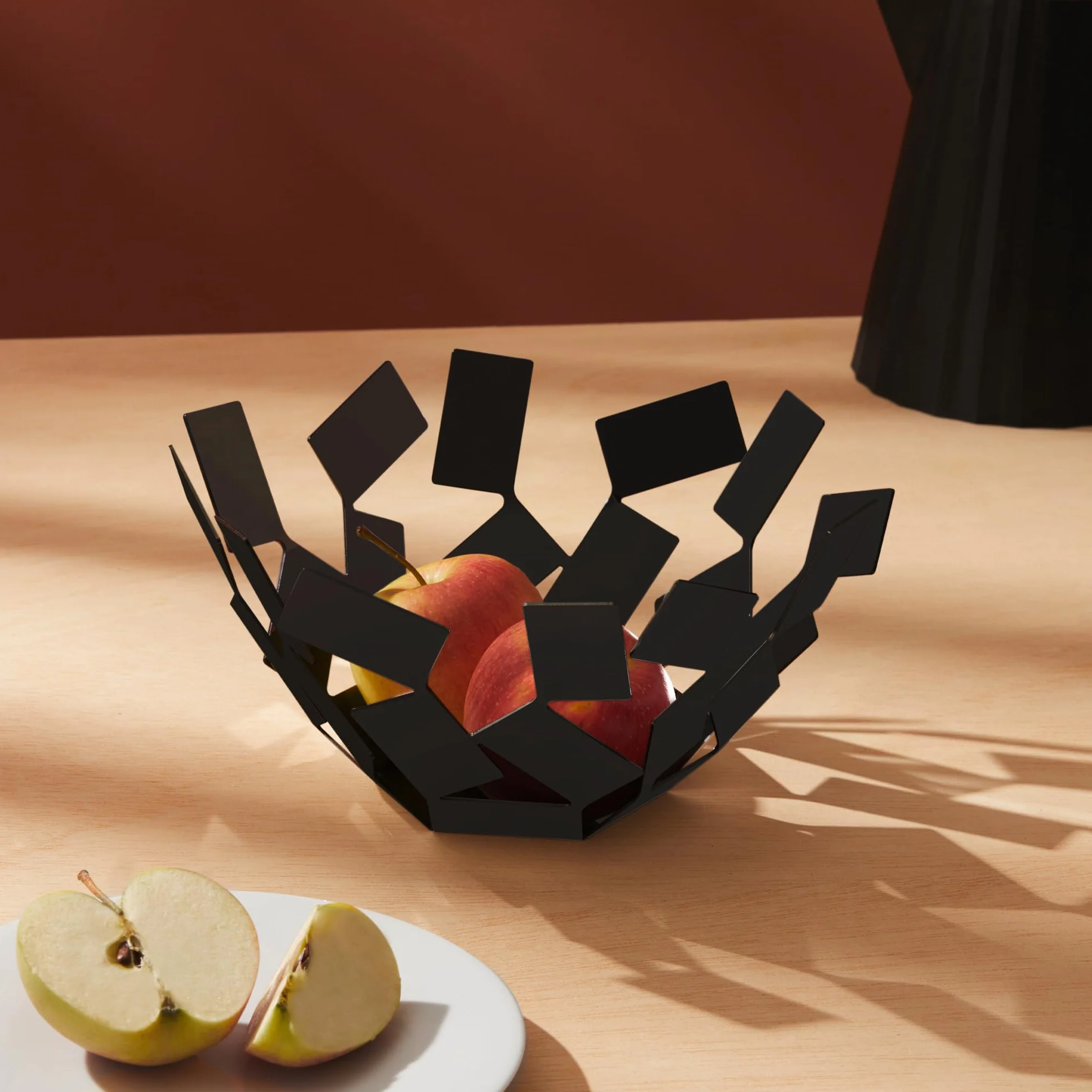 Alessi La Stanza dello Scirocco miska na owoce, stal nierdzewna, czarna, stal szlachetna 18/10, lakierowana na czarno, 2,5 x 27 x 30 cm, MT02 B