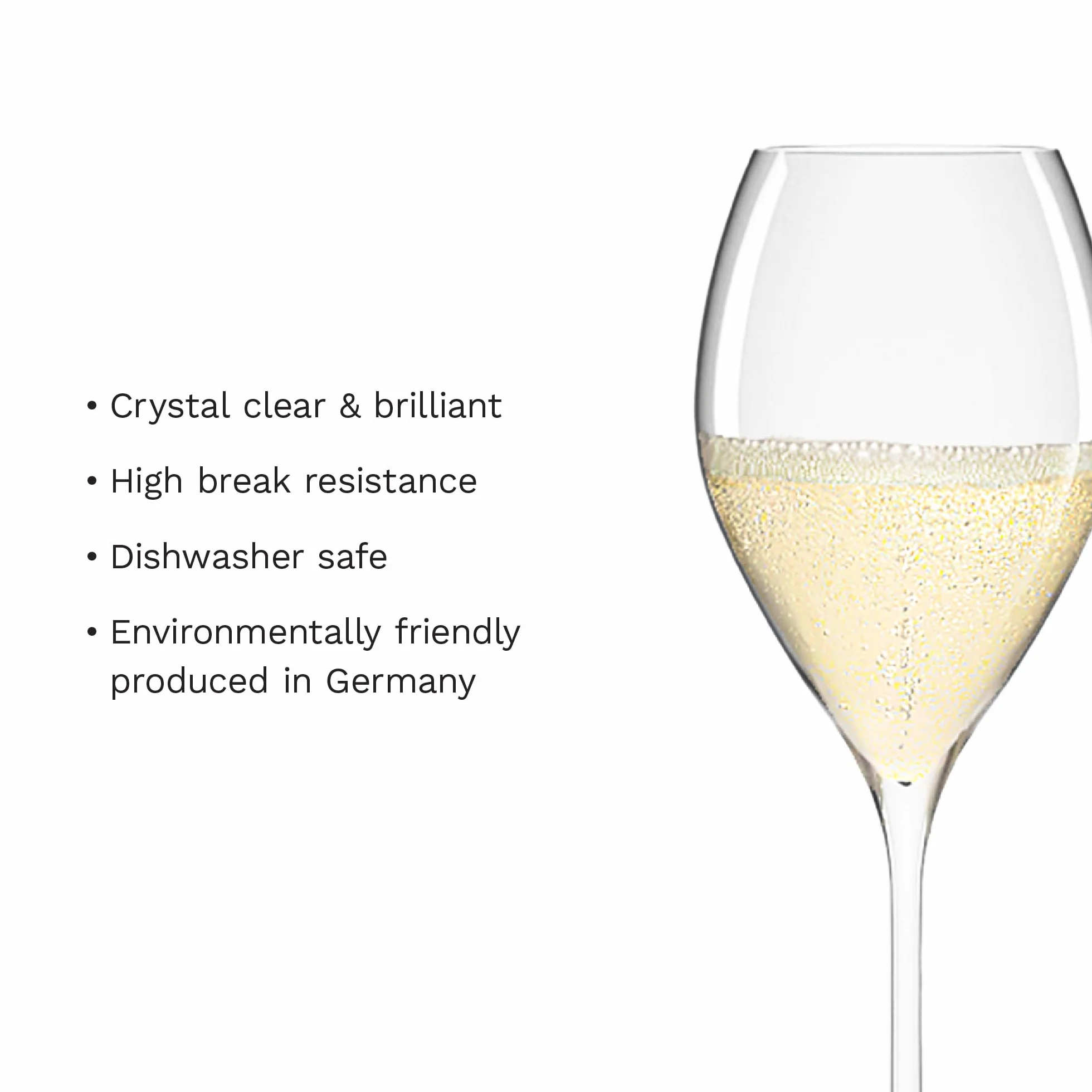 Stölzle Lausitz Fino kieliszki do szampana 6-częściowy zestaw 425 ml – eleganckie kielichy do szampana idealne do szampana i prosecco – kieliszki do szampana z bezołowiowego szkła kryształowego