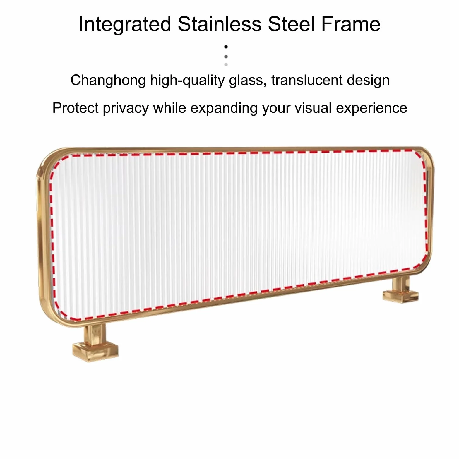 Metalowe panele przegrodowe na blat, Parawan z żelaznej ramy ze szkła hartowanego, złoty/czarny, 80-130x30cm