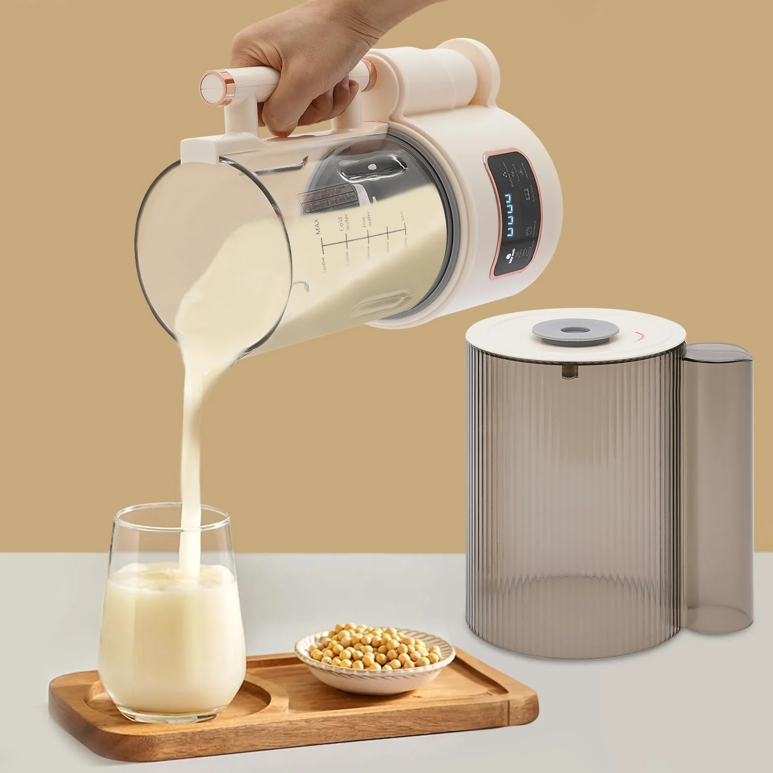 Maszyna do produkcji mleka sojowego, 1500 ml, z wyświetlaczem LCD, 500 W, do mleka owsianego, do zimnych napojów, gorących napojów