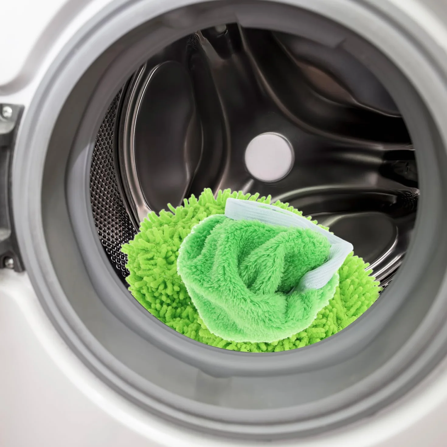 QWORK 4 sztuki podkładek z mikrofibry wielokrotnego użytku kompatybilne z mopem Swiffer - 2 x koralowy i 2 x szenilowy, zmywalne ściereczki podłogowe do twardych podłóg.