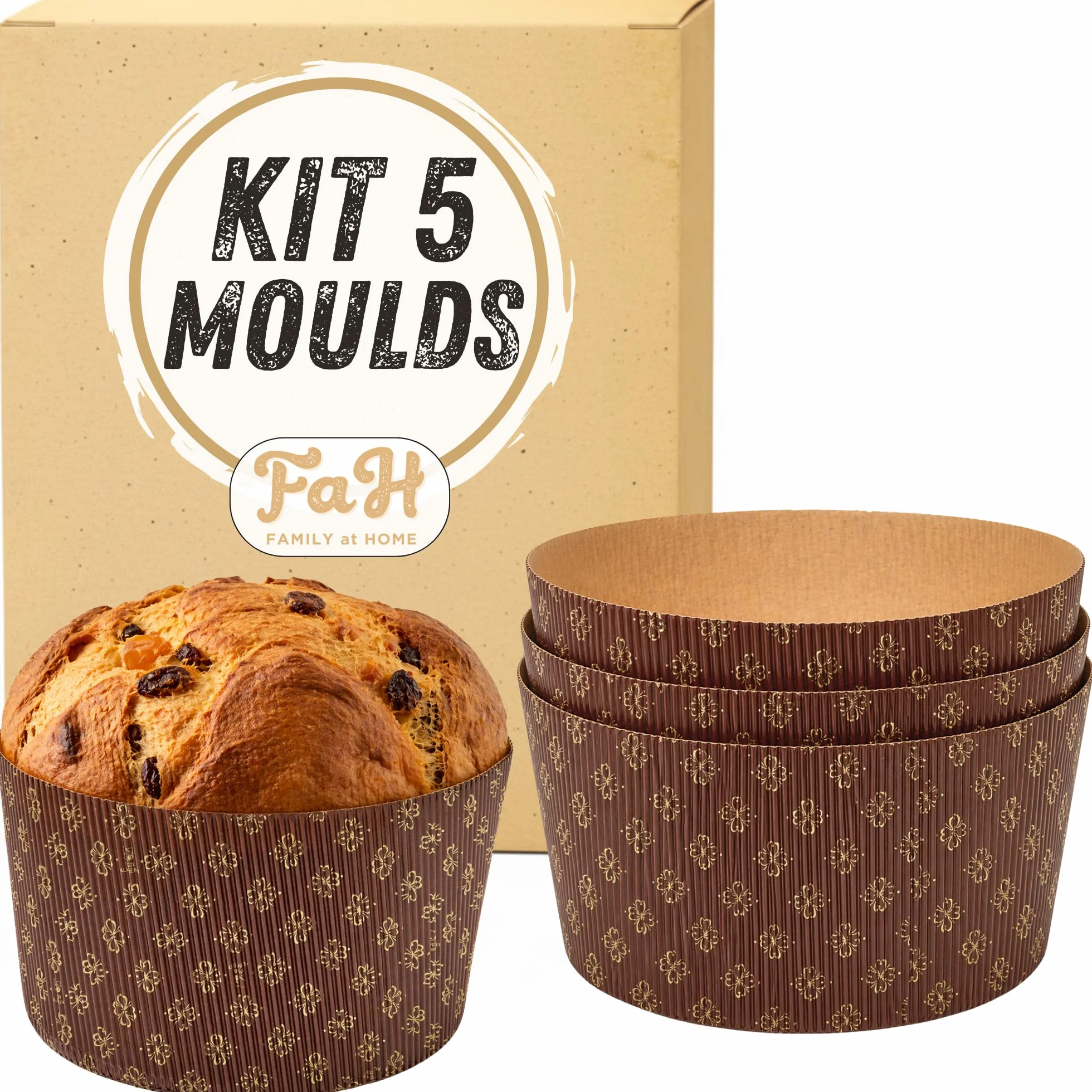 Foremki Panettone, wysokiej jakości, 1 kg (5 sztuk) – profesjonalne formy Panettone z papieru falistego z czystej celulozy mikrofalowej, do Panettoni, odporne na temperaturę do 220°C