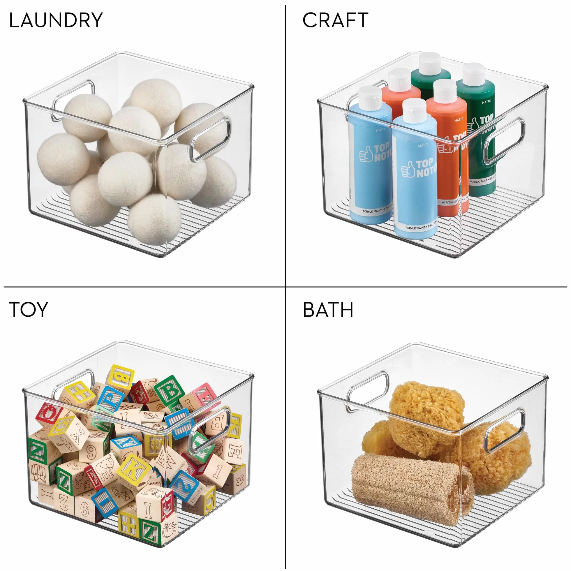iDesign 4-częściowy zestaw organizerów do lodówek z tworzywa sztucznego pochodzącego z recyklingu, wyprodukowano w USA, wszechstronny design, idealny do zamrażarki, lodówki, spiżarni i szafek – zestaw
