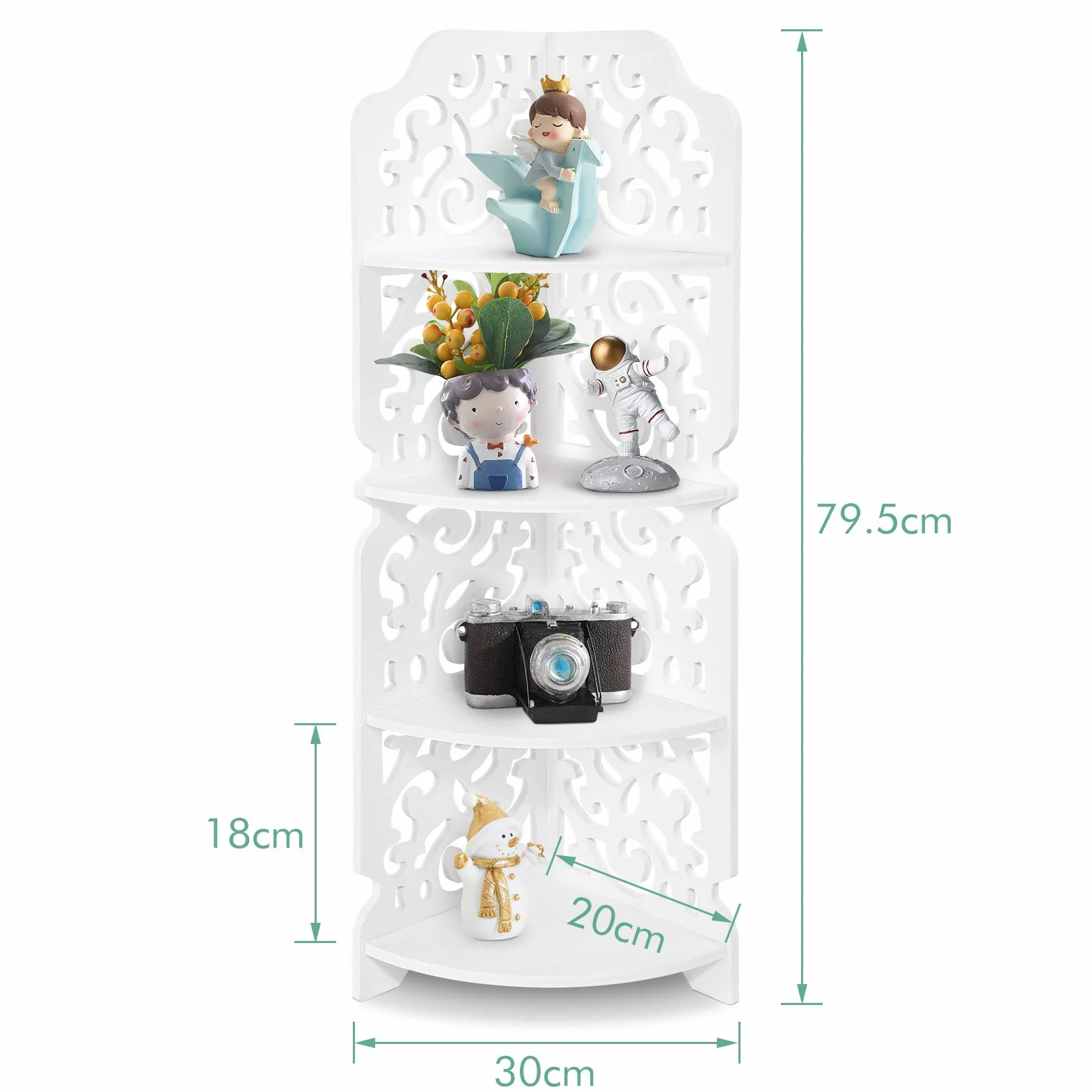 Cocoarm Regał narożny 4-warstwowy biały odporny na parę