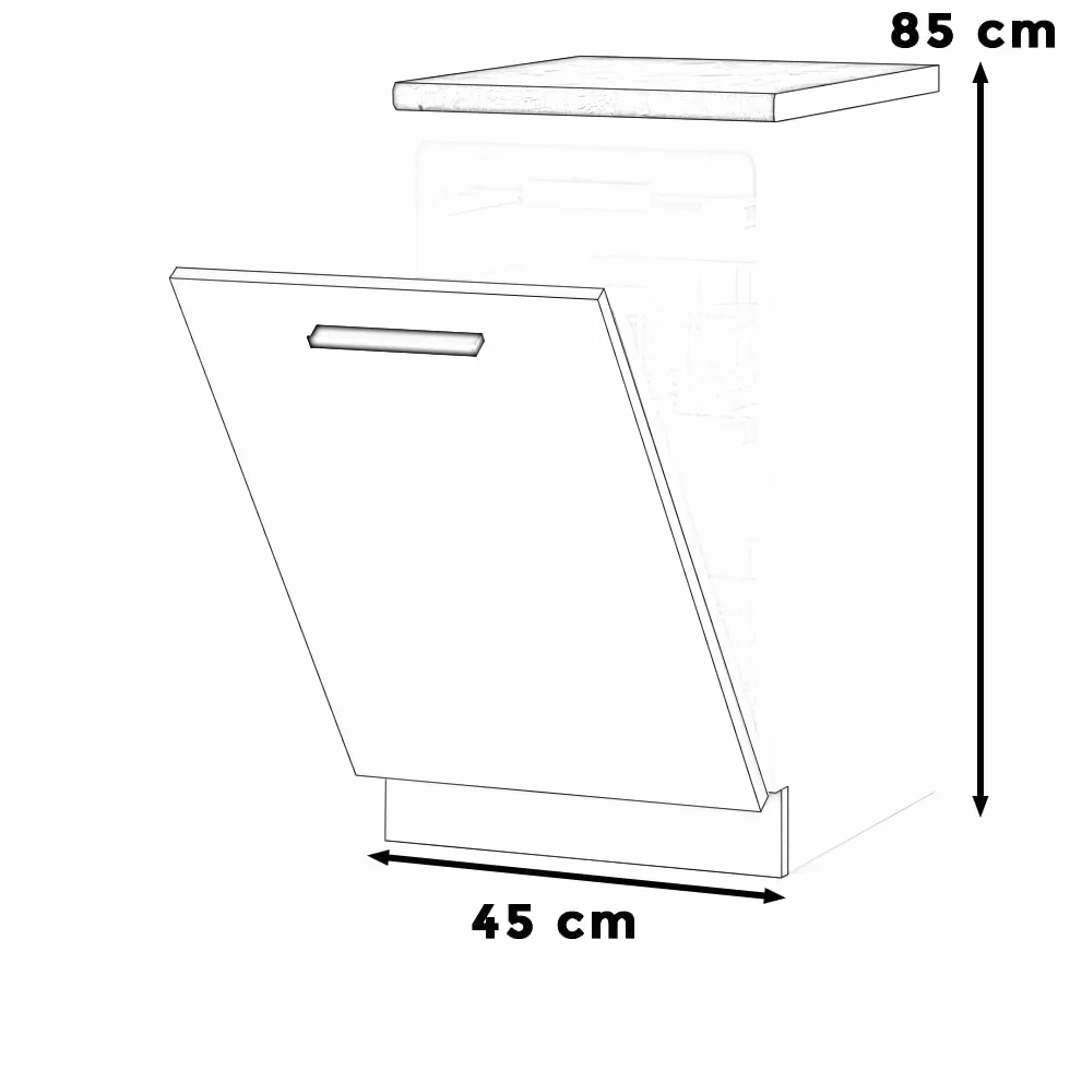 Szafka Kuchenna Front Do Zabudowy Zmywarki 45cm Blande Biały San Sebastian