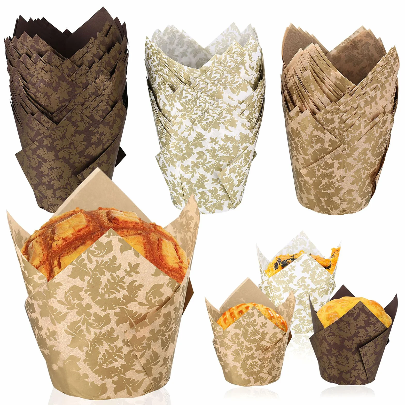 150 sztuk papierowych foremek do muffinek, foremek do muffinek i babeczek, foremek do pieczenia na Boże Narodzenie, wesele, rocznicę, styl z nadrukiem: MYHongLe
