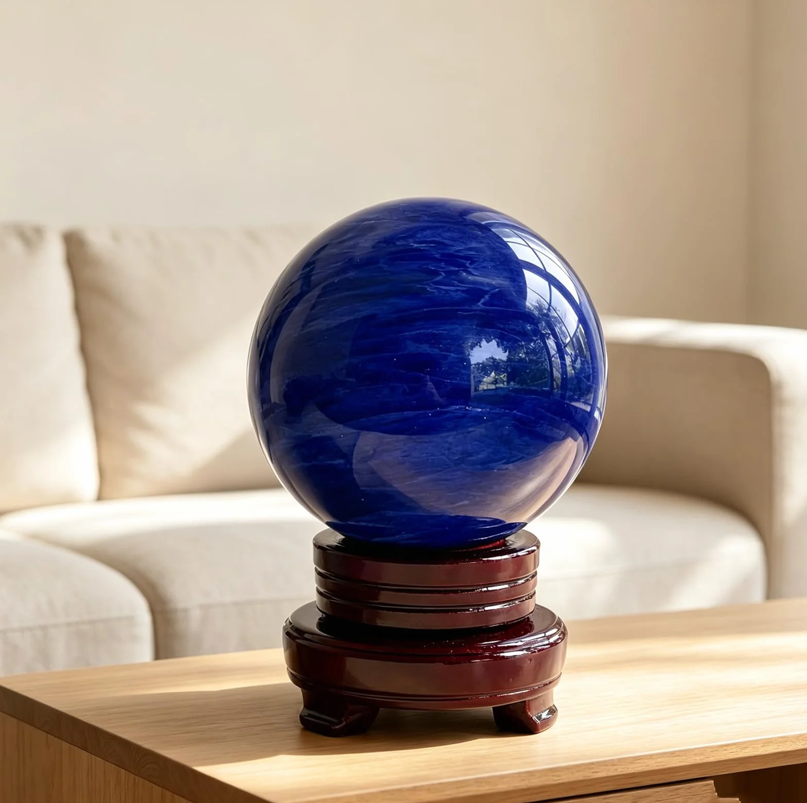 Niebieska kryształowa kula do wytopu, naturalna szafirowa kula,dekoracyjne | Wystrój domu do medytacji i feng shui, ze stojakiem, prezentami do medytacji