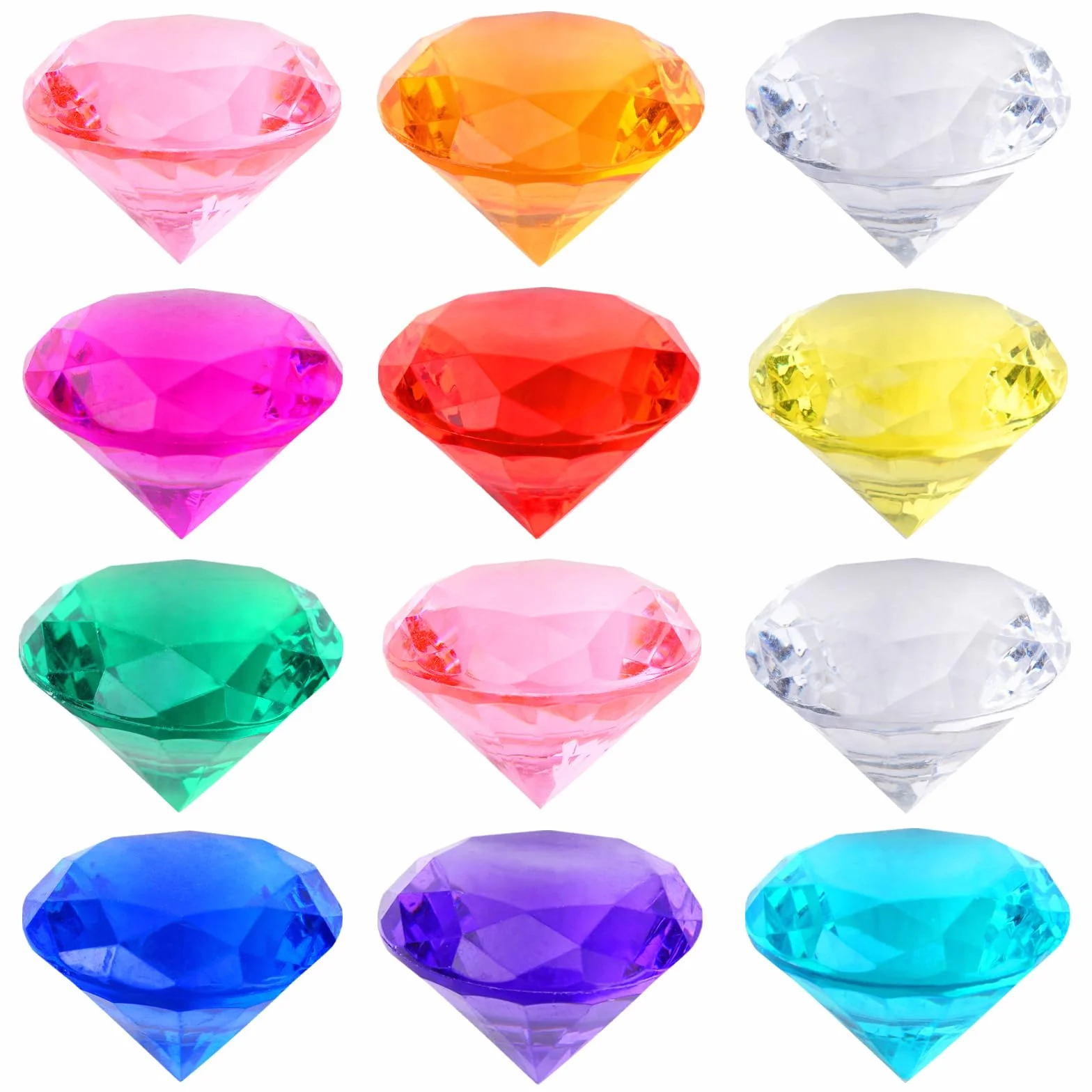 Akrylowe kamienie szlachetne dla dzieci, kolorowe, 12 sztuk, 40 mm, duże, tworzywo sztuczne, diamenty deco, akrylowe diamenty, przezroczyste kryształki diamentowe do wazonów, dekoracji stołu