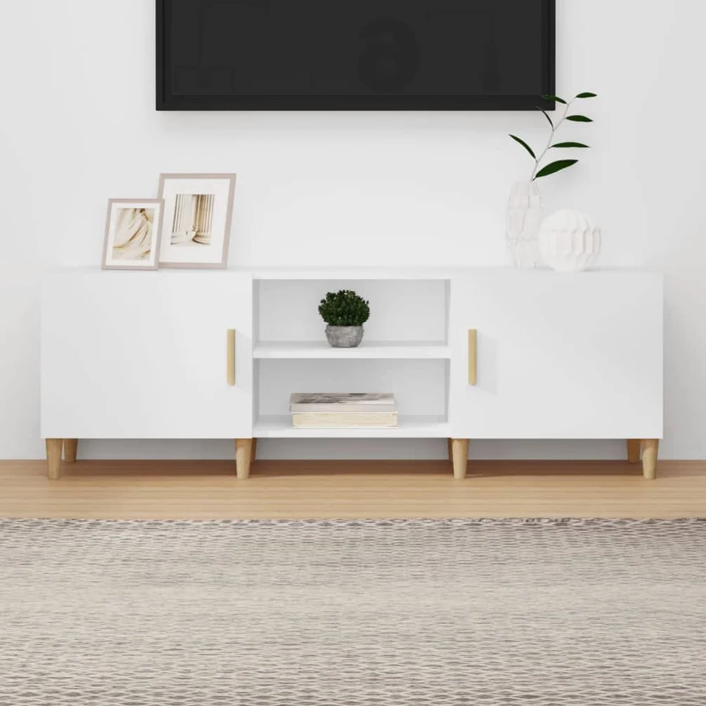 Bestier stojak pod telewizor podstawka pod telewizor szafka pod telewizor biała 150 x 30 x 50 cm materiał drewnopochodny