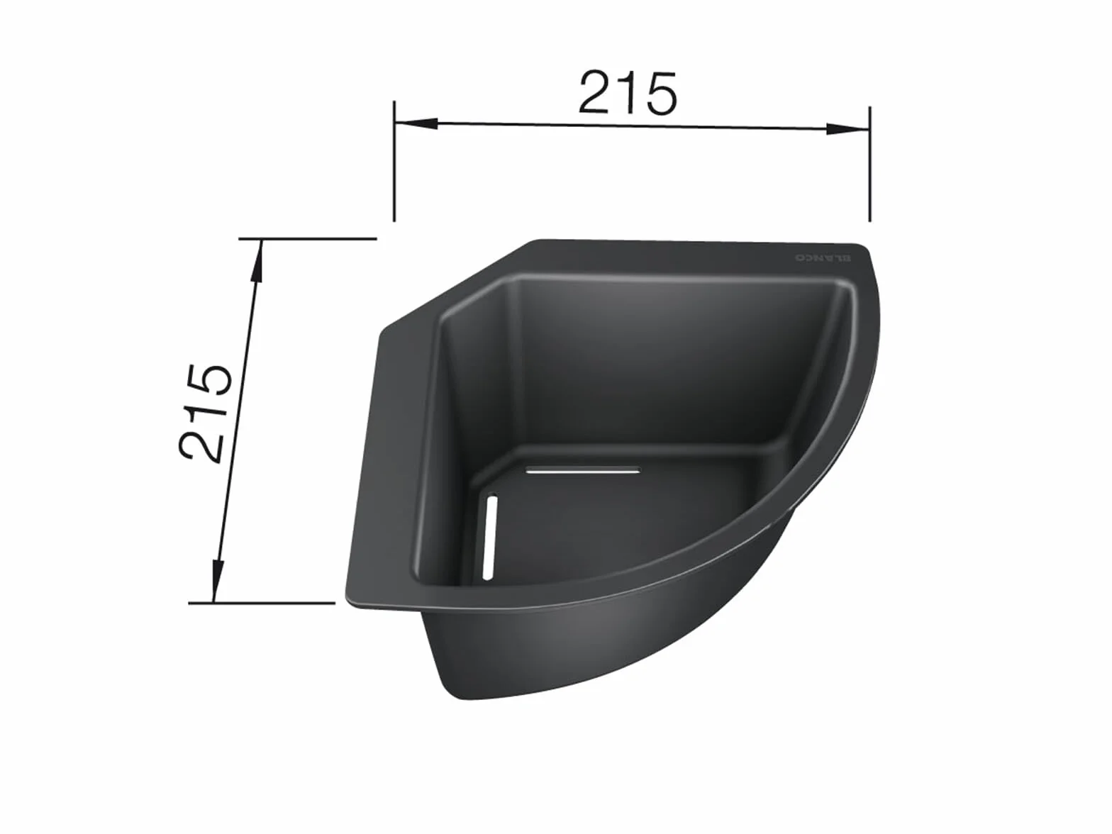 BLANCO 235866 Narożna odsączarka na żywność i naczynia, 1, czarna, 215 mm x 215 mm