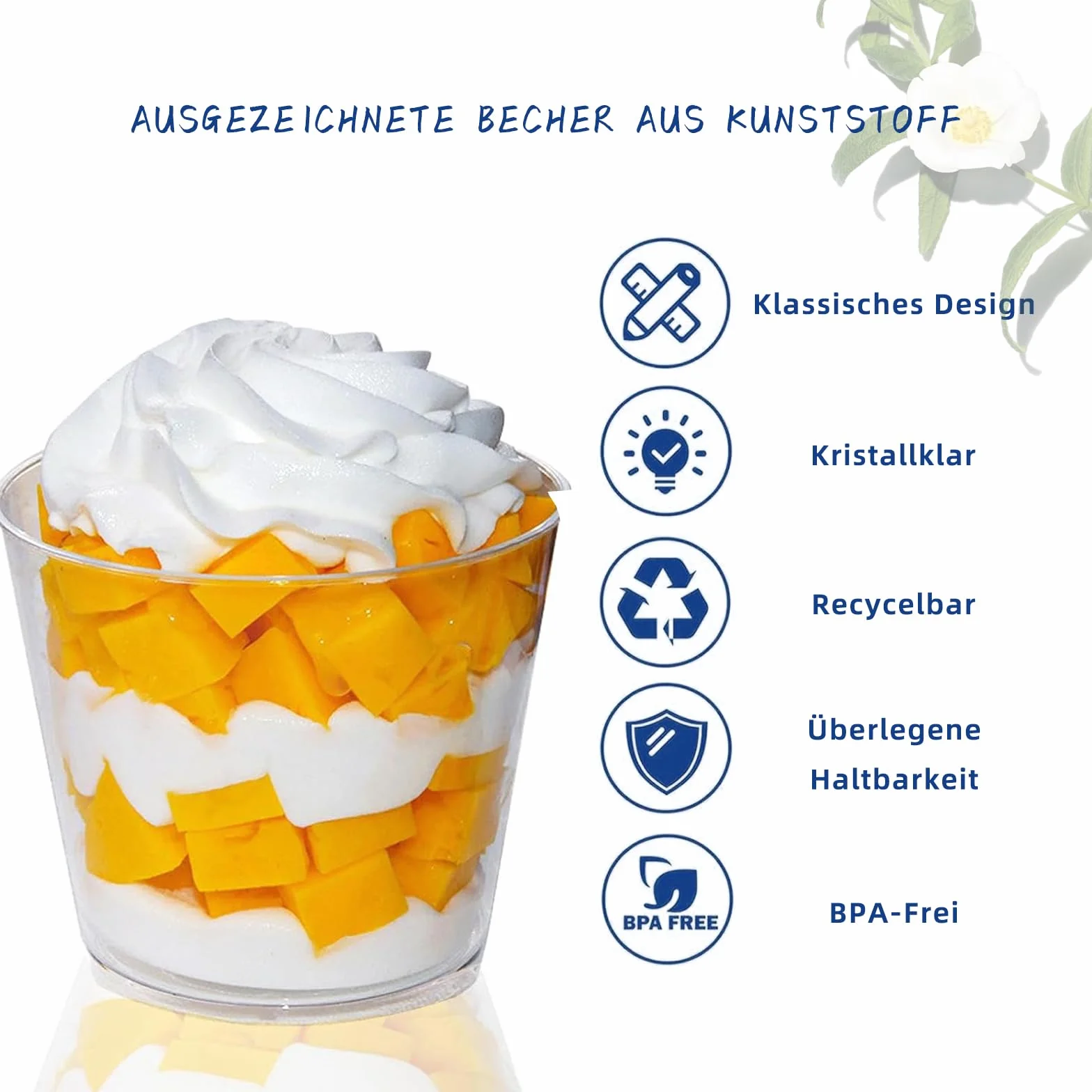 25 sztuk kubków deserowych z 25 łyżeczkami, 6.7 OZ / 200ML kieliszki, szklanki deserowe wielokrotnego użytku do lodów, jedzenia, deserów, imprez, pikników