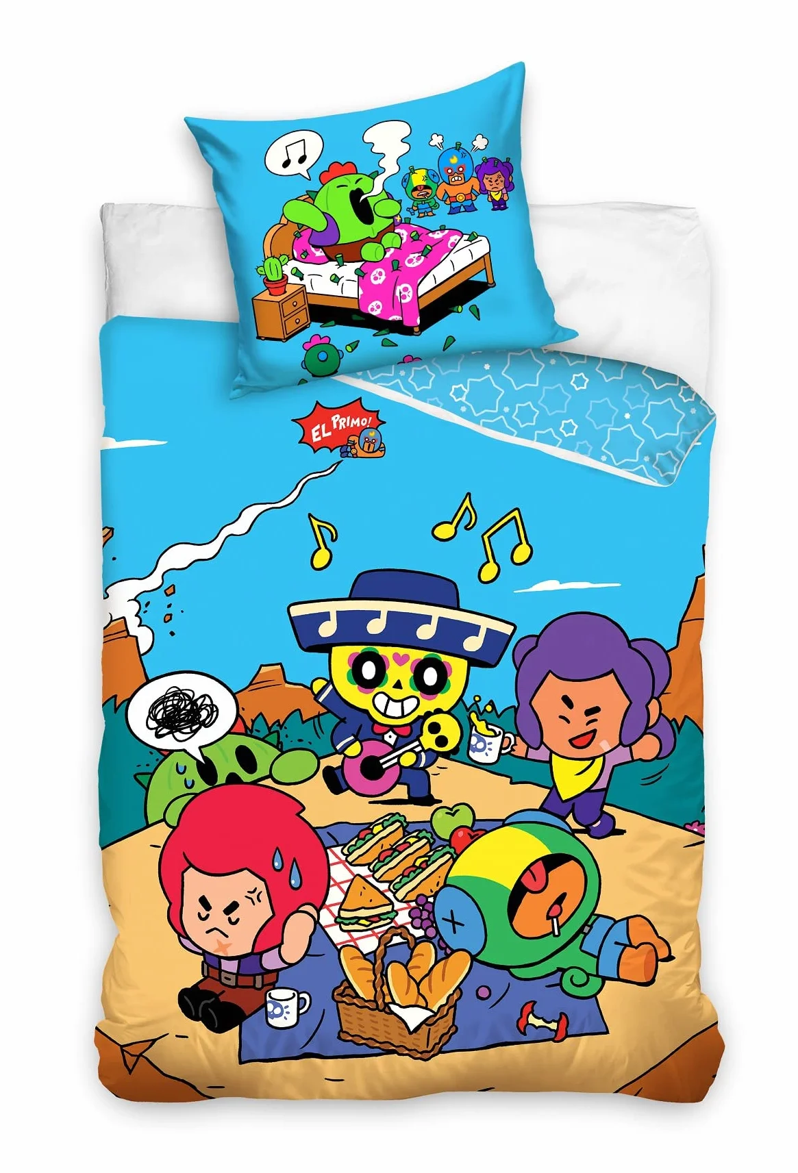 Familando Brawl Stars 2-częściowy komplet pościeli 135 x 200 80 x 80 cm – zestaw dla chłopców w jakości renforcé, 100% bawełny z zamkiem błyskawicznym – trwały kolor, można prać w pralce, Öko-Tex
