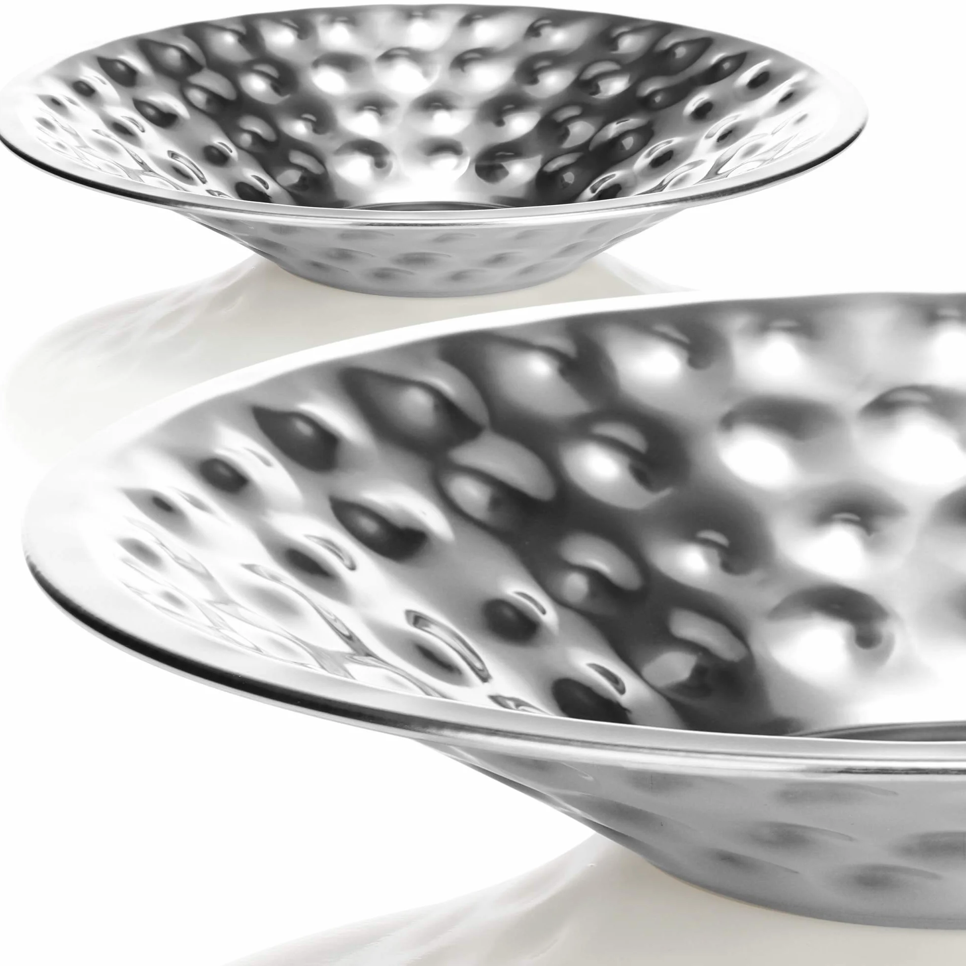 COM-FOUR® Metalowa miska dekoracyjna - miska dekoracyjna - miska z mlotkowanym wzorem jako dekoracja stolu, miska na owoce, talerz do serwowania [wybór zmienia sie] (Cios mlotem)