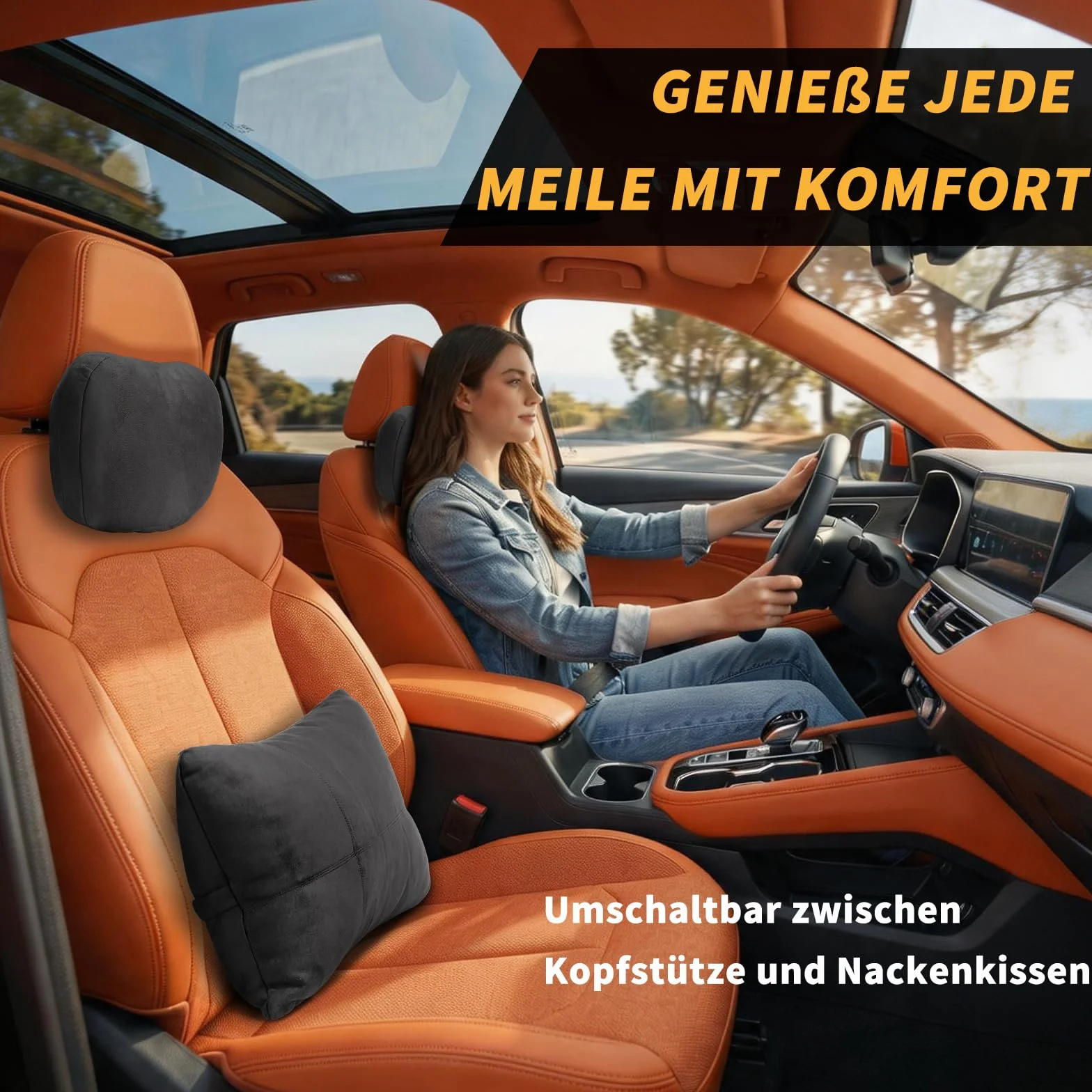 Kwak's zestaw poduszek na zagłówek, Maybach Design S klasa, super miękka poduszka na zagłówek samochodowy, podparcie lędźwiowe, poszewka ze sztucznego zamszu PP, bawełniana wypełniona poduszka (brązowa)