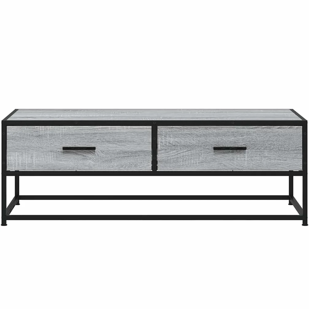 Hothingwell Stolik kawowy Sonoma szary 100x50x35 cm drewno inżynieryjne metal | Stabilna metalowa rama, odporna na korozję, wytrzymała góra, duży schowek na czasopisma i piloty zdalnego sterowania