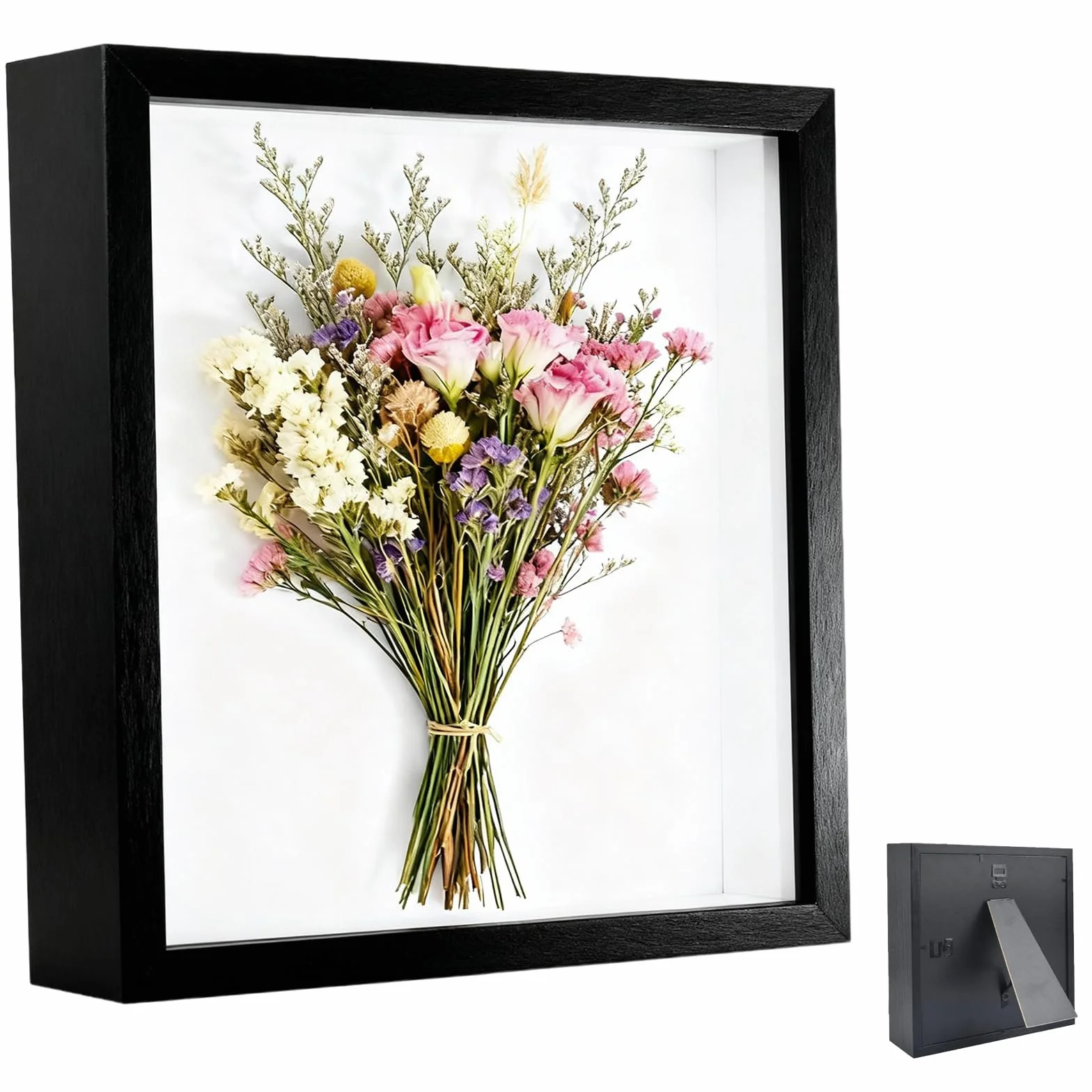 Ramka na zdjęcia 3D, głęboka ramka na zdjęcia do wypełnienia 30 x 30 cm, z przezroczystą akrylową płytką, głębszą ramką na obiekty 3D, ramka na przedmioty cień pudełko, na prezent ślubny, czarny