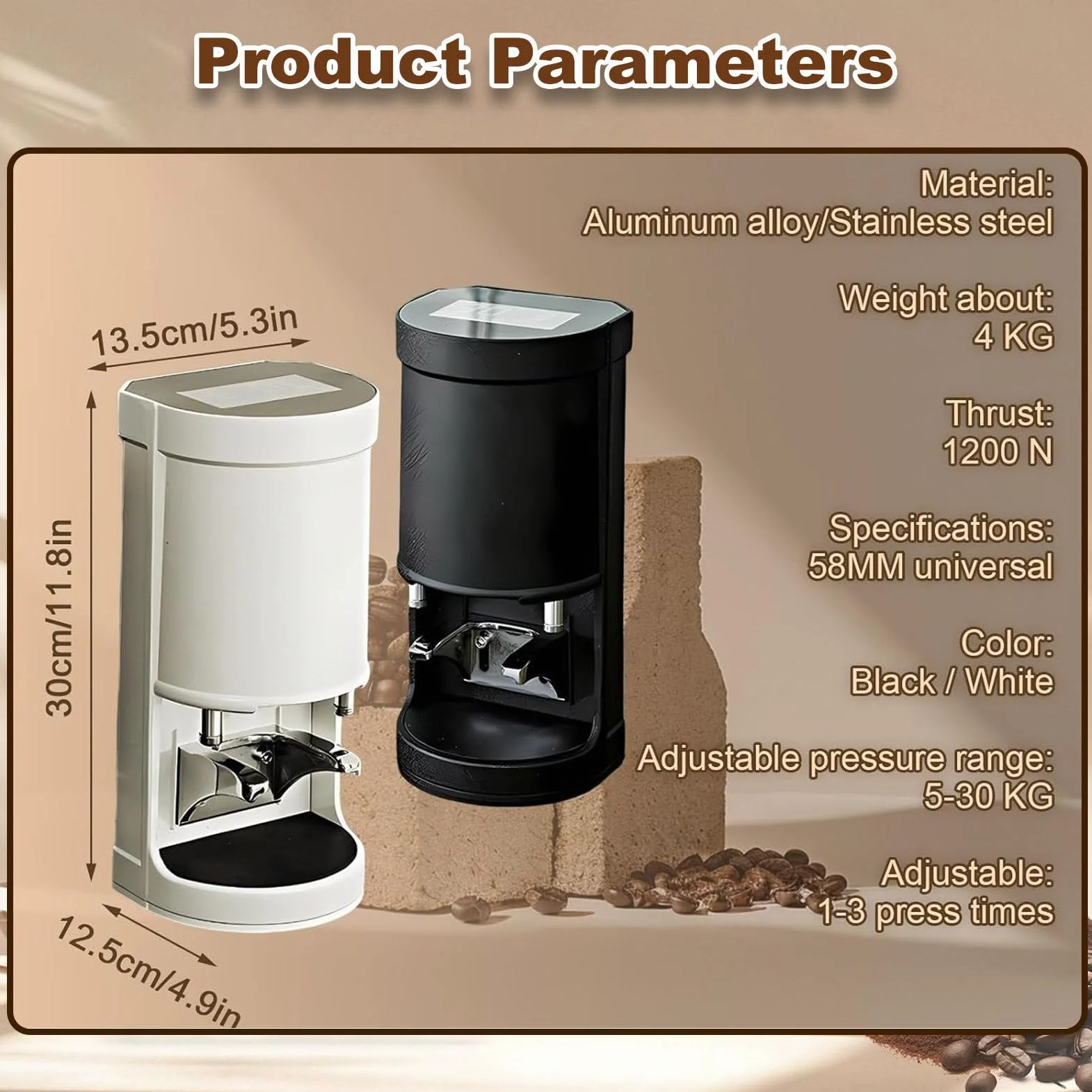 Prasa do kawy mielonej 58 mm, automatyczna prasa do kawy mielonej, akcesoria do kawy z ekranem dotykowym, łatwe przygotowywanie kawy, do hoteli i lokali gastronomicznych Black-FlatBottom