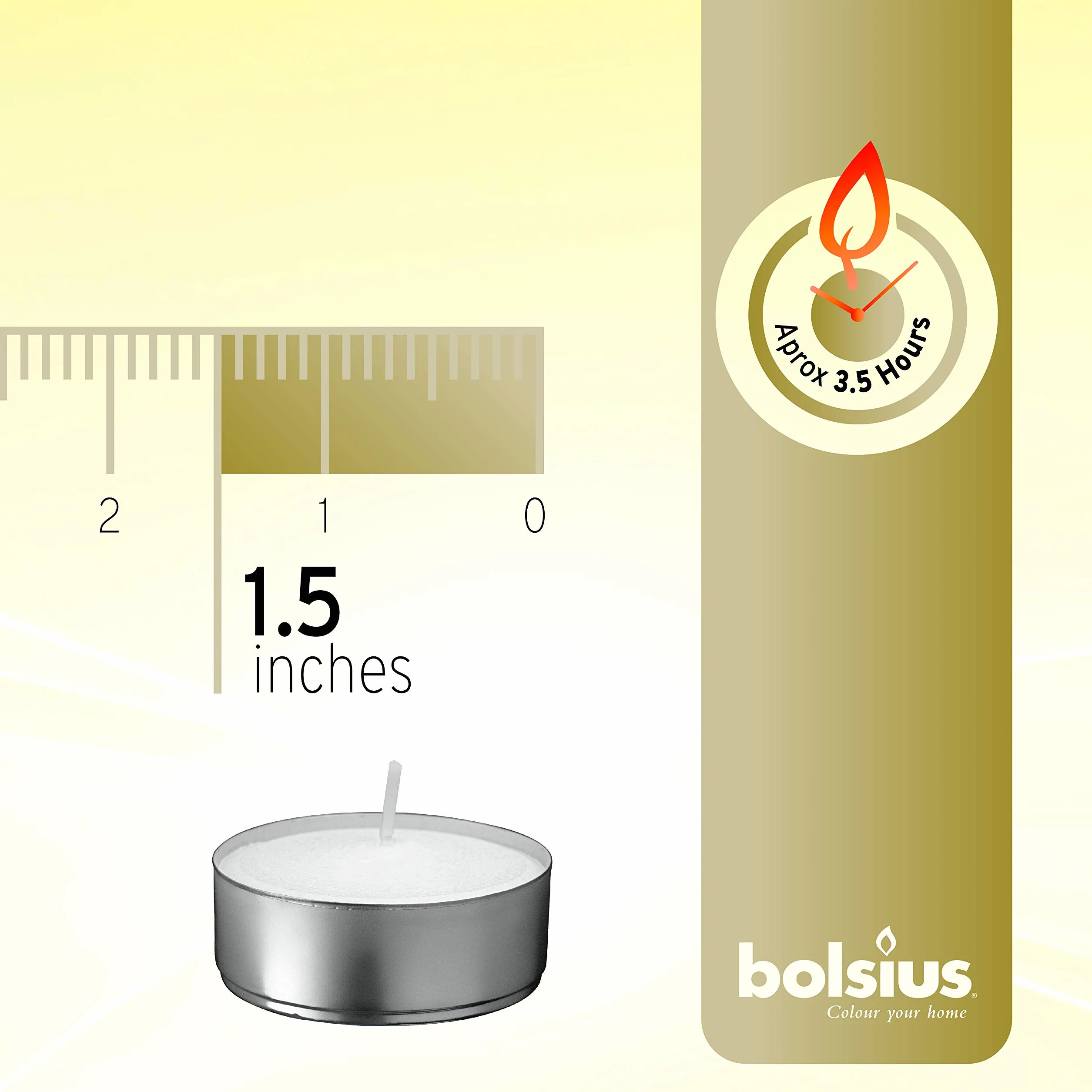 BOLSIUS Zestaw 100 bezzapachowych świec typu tealight, biały, 3,5 godz