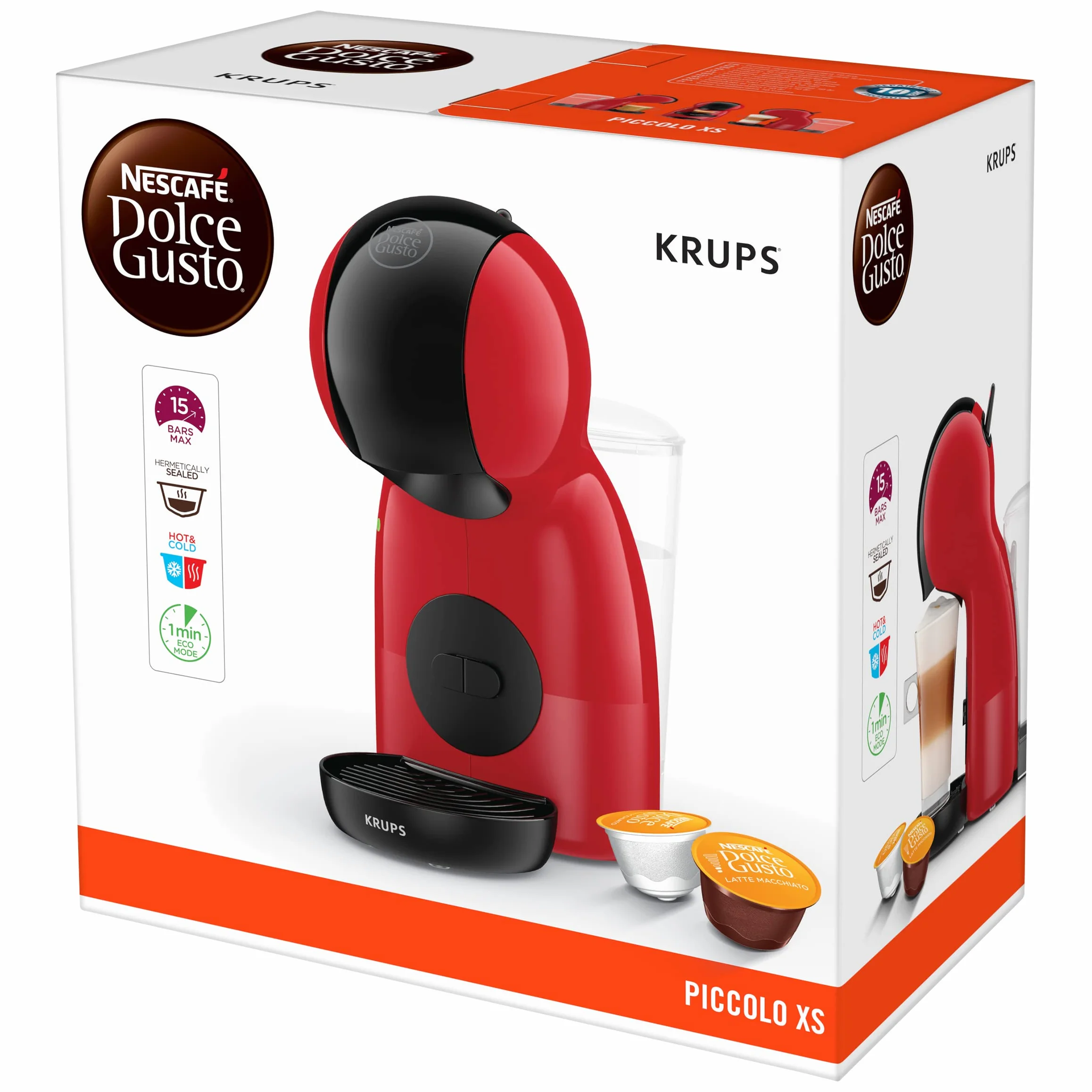 Krups NESCAFÉ Dolce GUSTO PICCOLO XS czerwony czarny ręczny ekspres do kawy na kapsułki