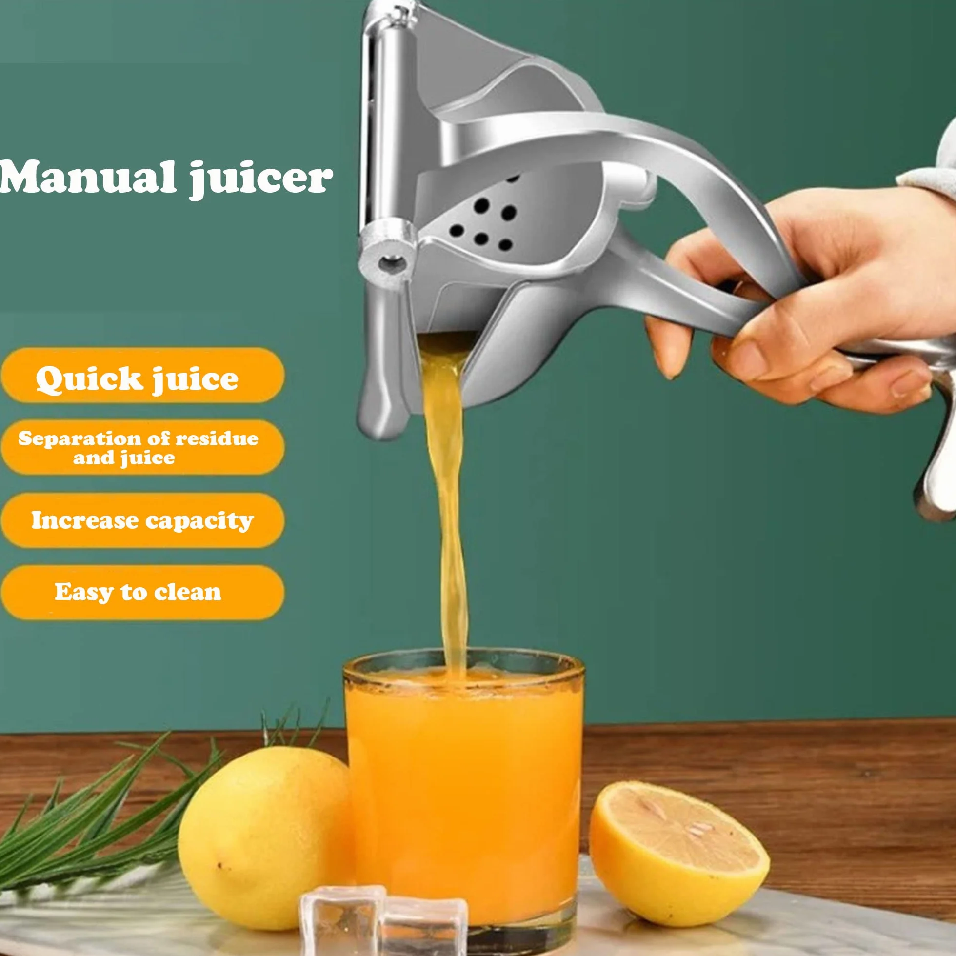 Ręczna Sokowirówka, Manual Citrus Juicer, Wyciskarka do Cytryn, Odłączana Prasa do Owoców i Sokowirówka Ręczna, Wyciskarka do Soków z Wyjmowanym Sitkiem