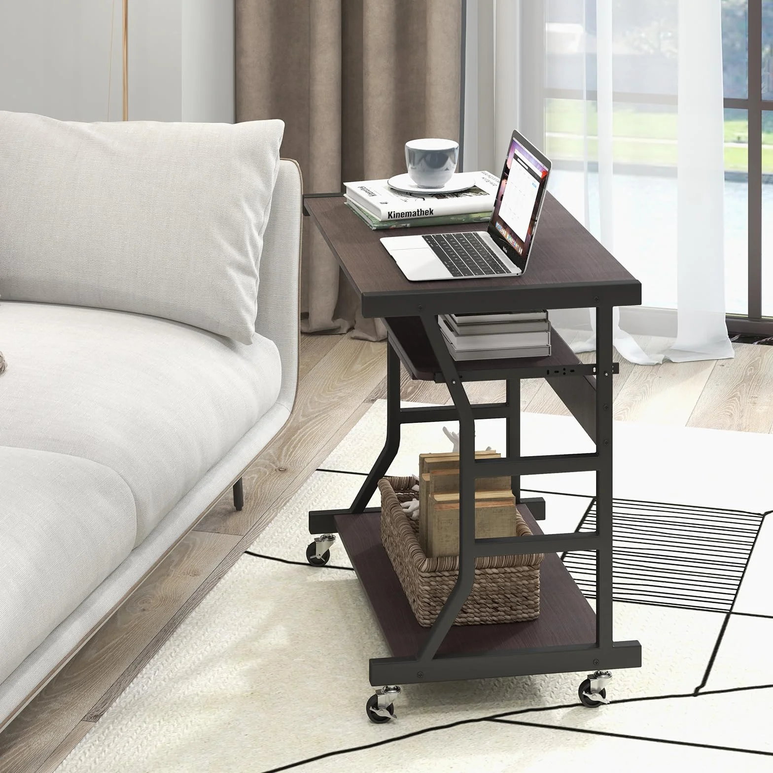 COSTWAY Stolik pod komputer drewnopochodny 75x50x75 cm
