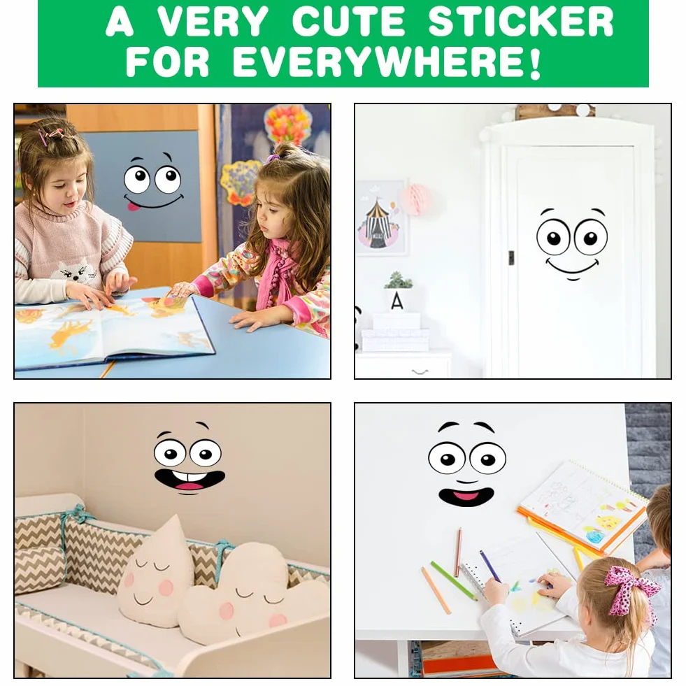 8 sztuk naklejek na kosze na śmieci, samoprzylepne, dekoracyjne naklejki ścienne, oczy i usta, "zrób to sam", duże naklejki na lodówkę, wiadro, ścianę, 8 sztuk