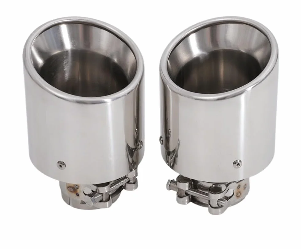 uniwersalna rura wydechowa 304 Stal nierdzewna Uniwersalny układ wydechowy Końcówka rury wydechowej + wydechu samochodowego 1 sztuka Tłumik końcowy | IN 51MM OUT 101MM
