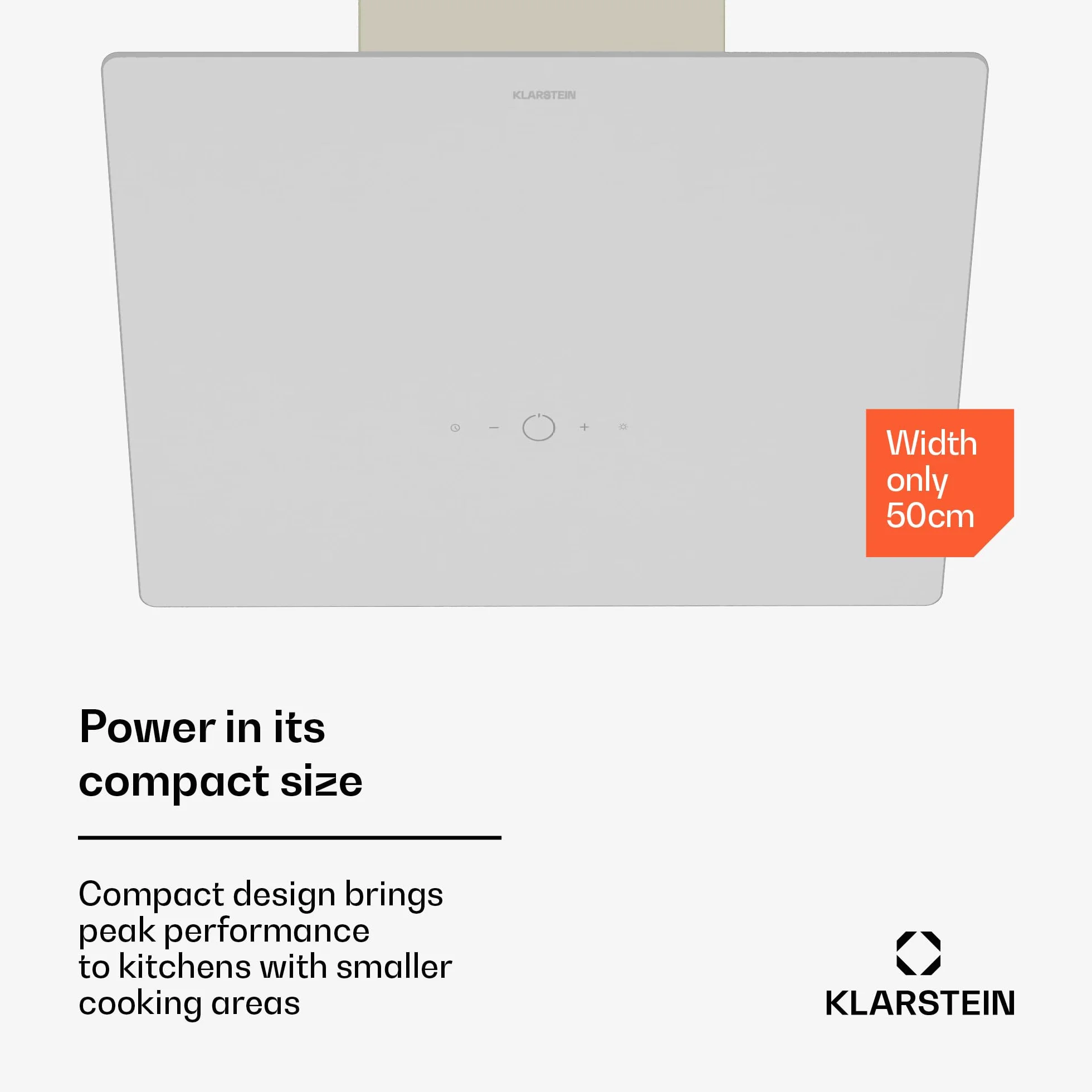 Klarstein MaxAir okap kuchenny – kompaktowy i wydajny, przepływ powietrza 183-336 m³/h, wydajność energetyczna A++, obsługa dotykowa, oświetlenie LED, przepływ i obieg, krem vintage
