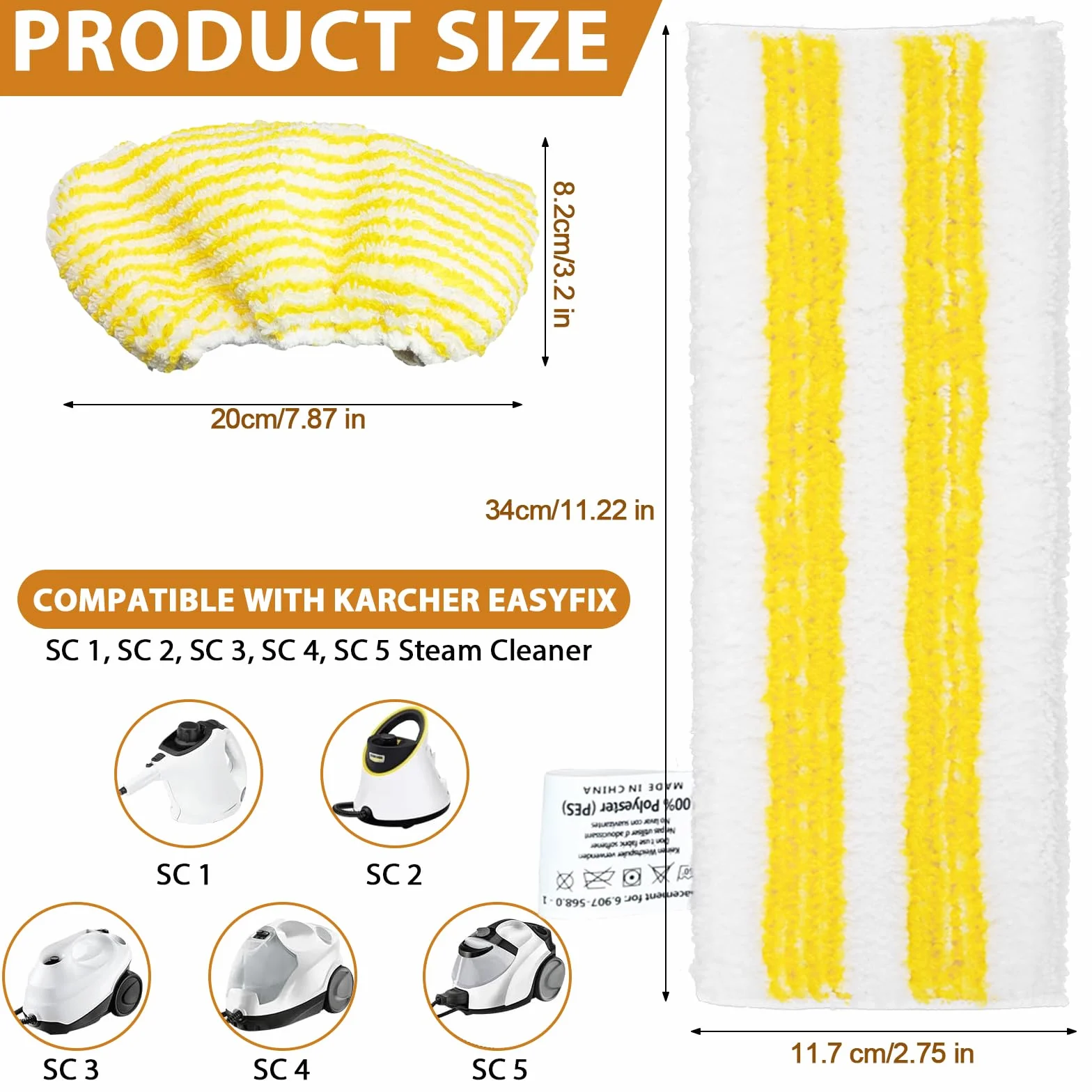 Zestaw 6 mikrofibrowych ściereczek Muyohix do parownic Kärcher EasyFix SC1, SC2, SC3, SC4, SC5, części zamienne do parownic Kompatibel z Kärcher, 3 dysze do podłóg i 3 dysze ręczne